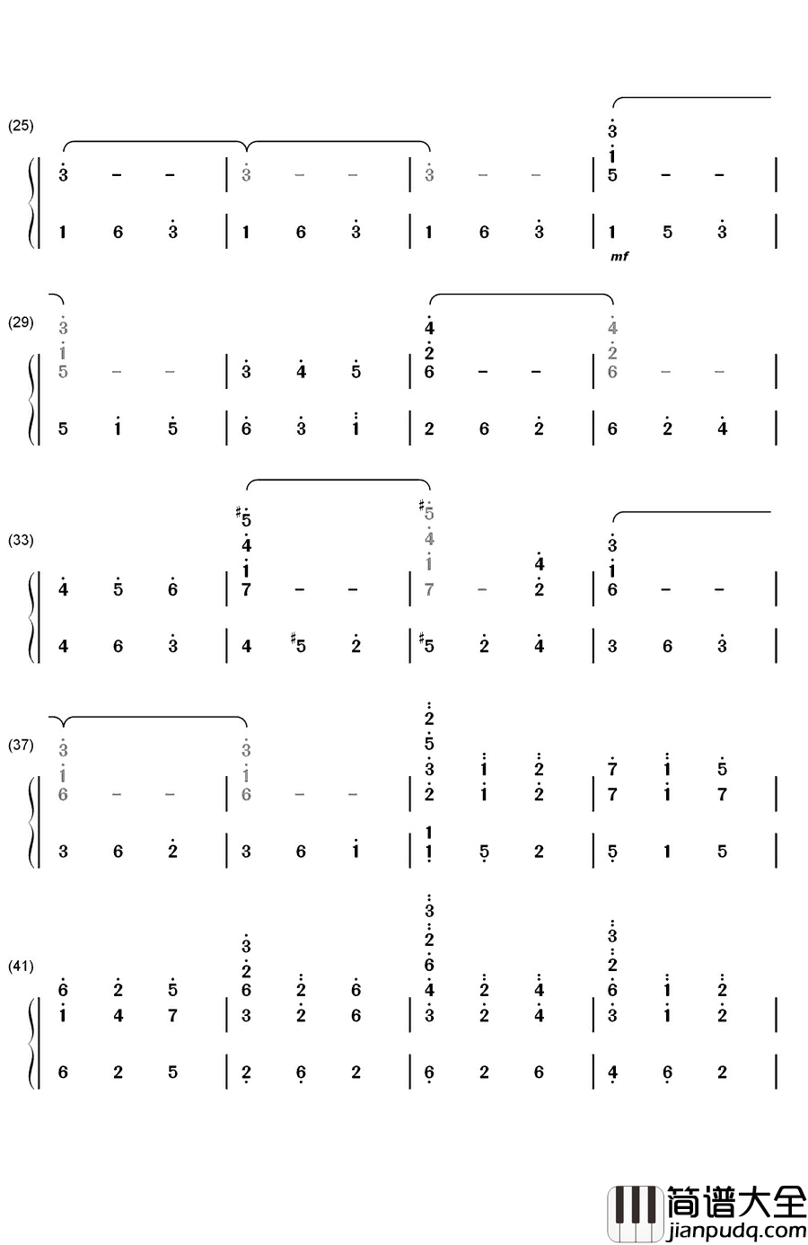 Long_Long_Time_Ago钢琴简谱_数字双手_Javier_Navarrete