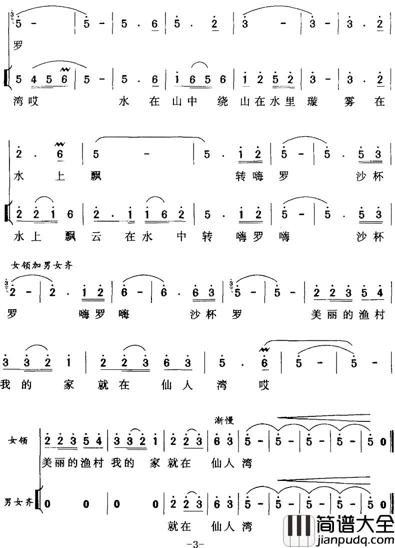 美丽渔村我的家简谱_杨文武、唐运善词/唐运善曲