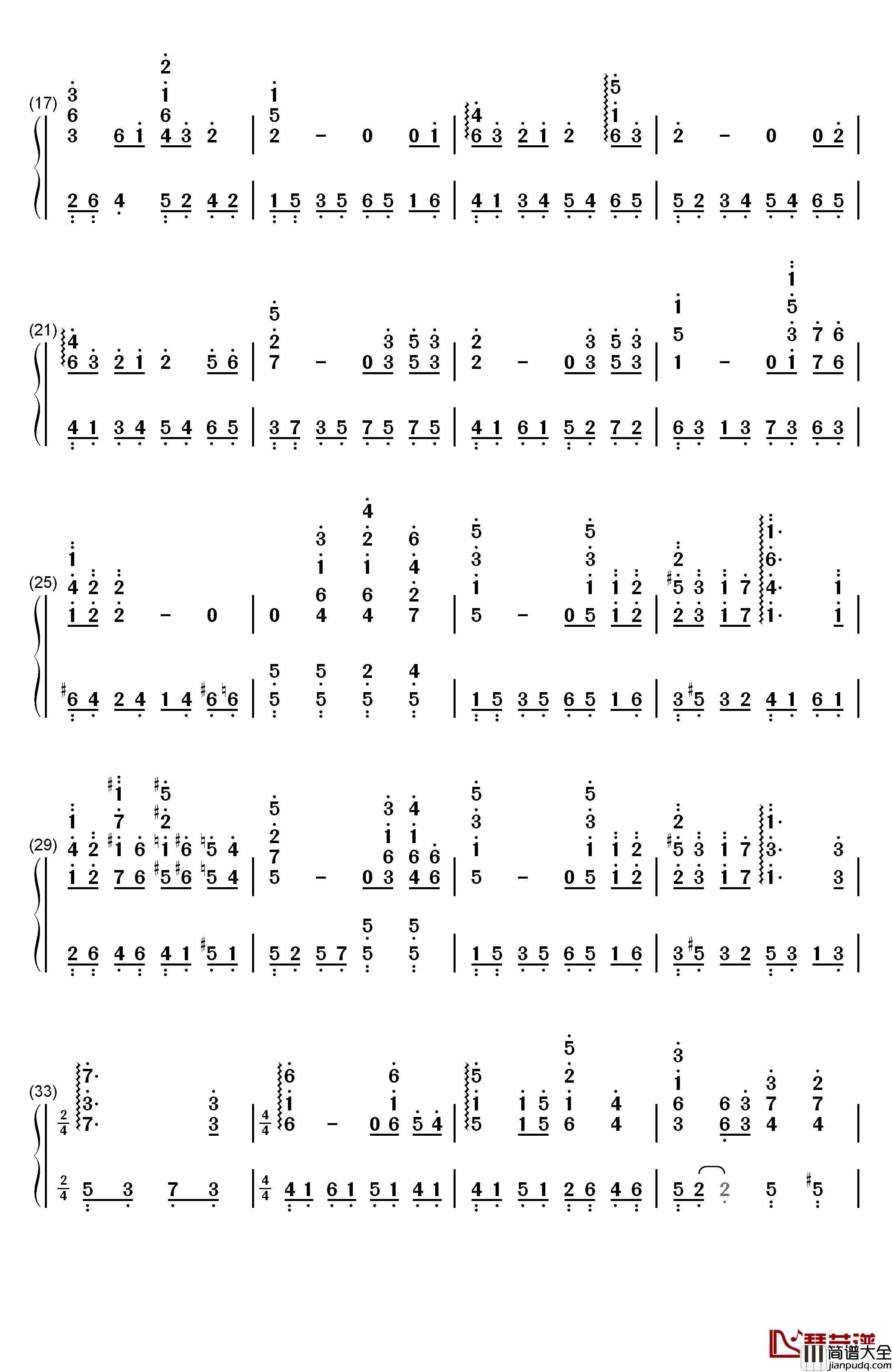 幽灵公主片尾曲钢琴简谱_数字双手_久石让__Joe_Hisaishi_宫崎骏