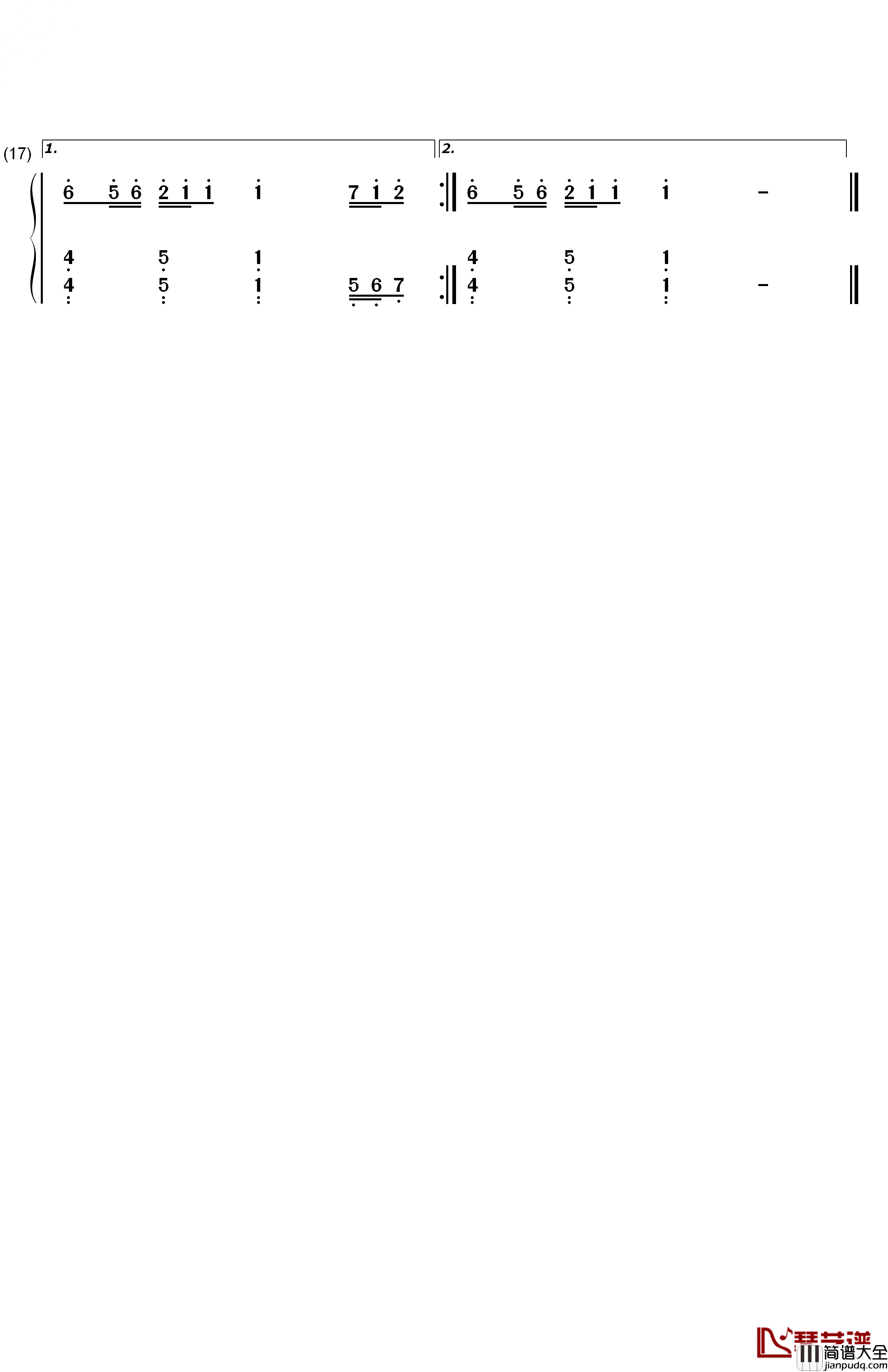春风吹钢琴简谱_数字双手_方大同