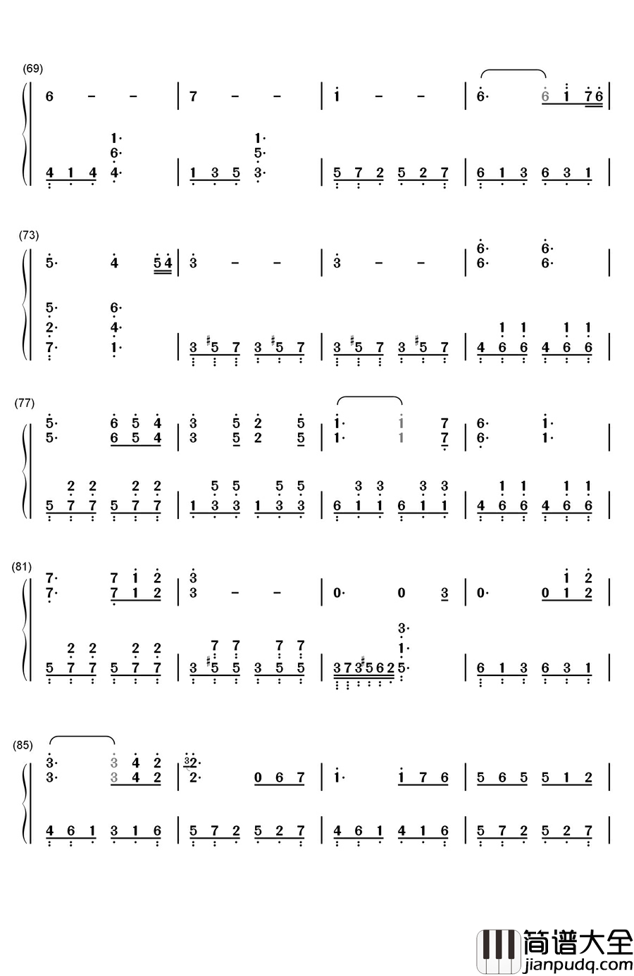 知心爱人钢琴简谱_数字双手_任静_付笛声