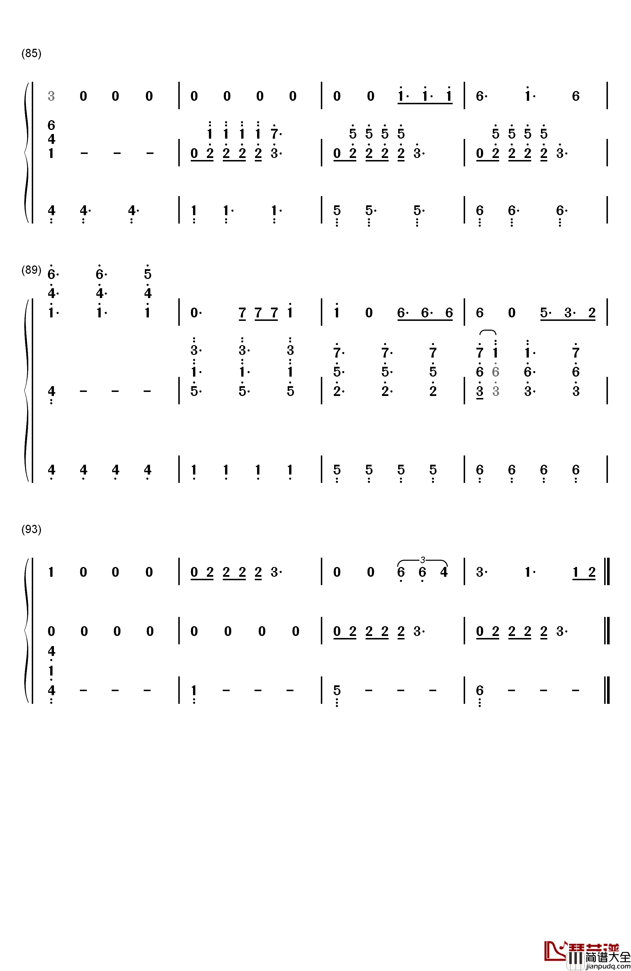 Dont_Let_Me_Down（三声部）钢琴简谱_数字双手_The_Chainsmokers