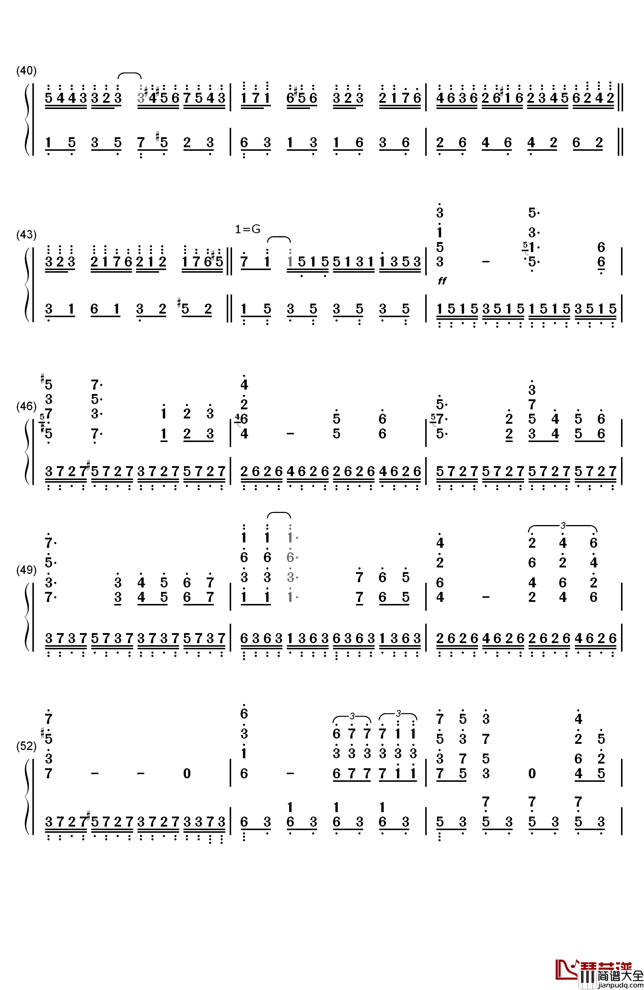 星空钢琴简谱_数字双手_理查德·克莱德曼_Richard_Clayderman