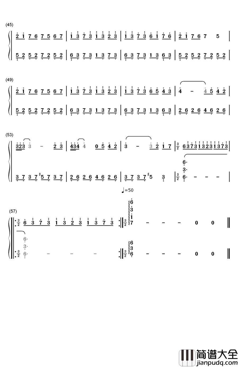 写给海洋钢琴简谱_数字双手_班得瑞