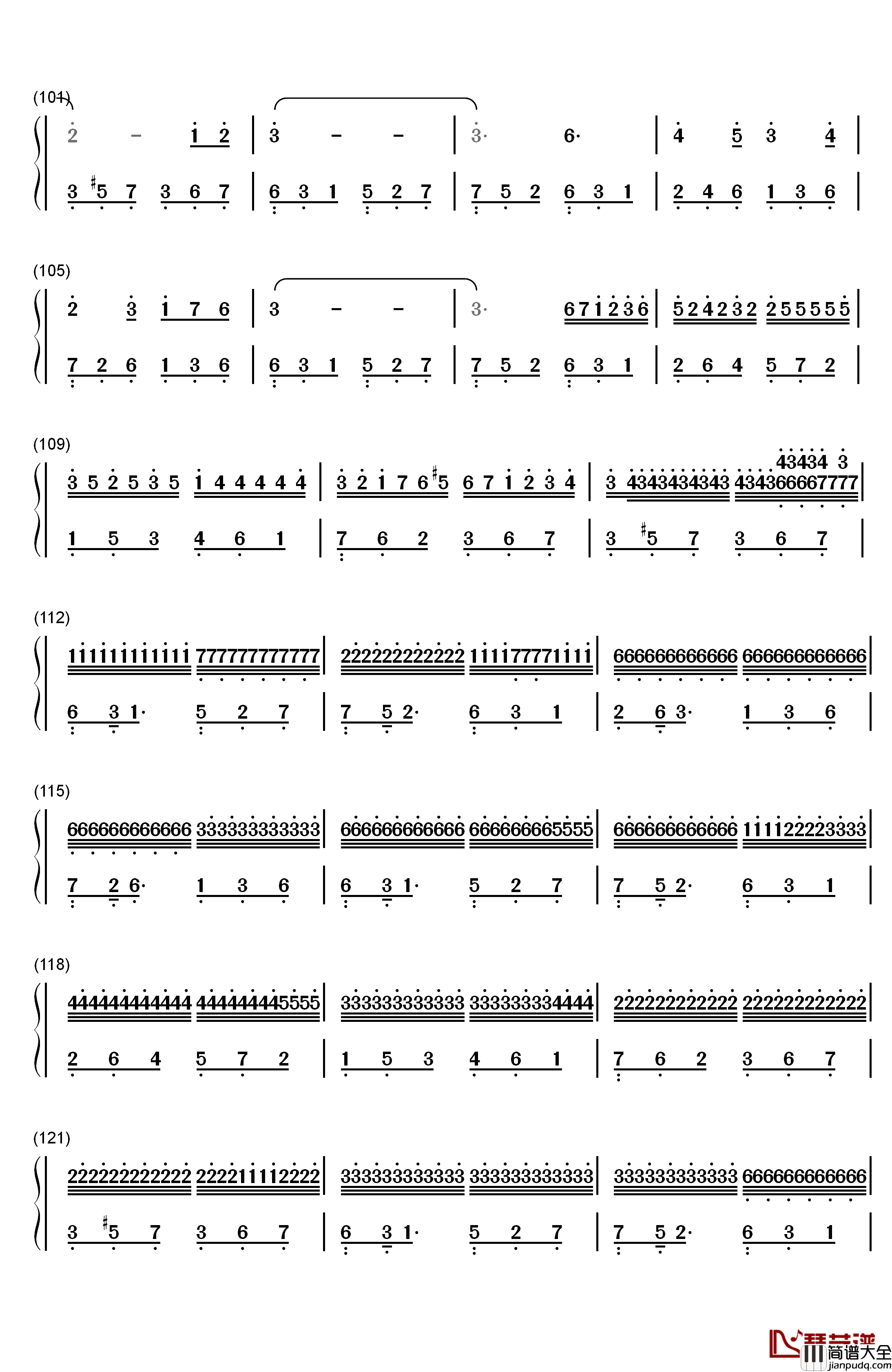 声声思钢琴简谱_数字双手_林海