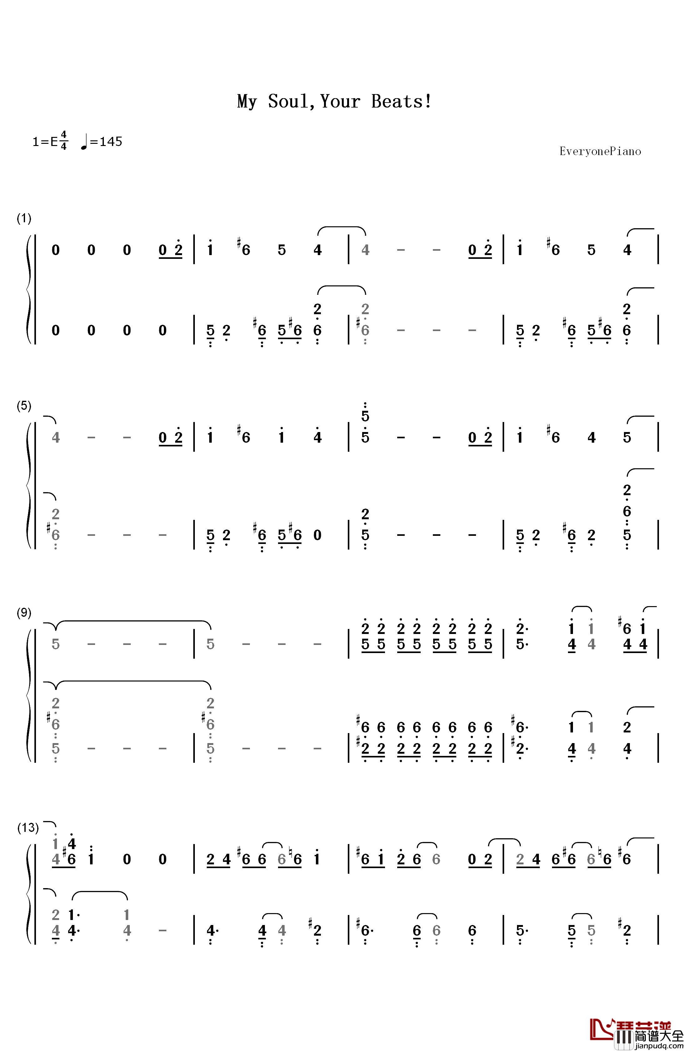 My_Soul_Your_Beats钢琴简谱_数字双手_Lia