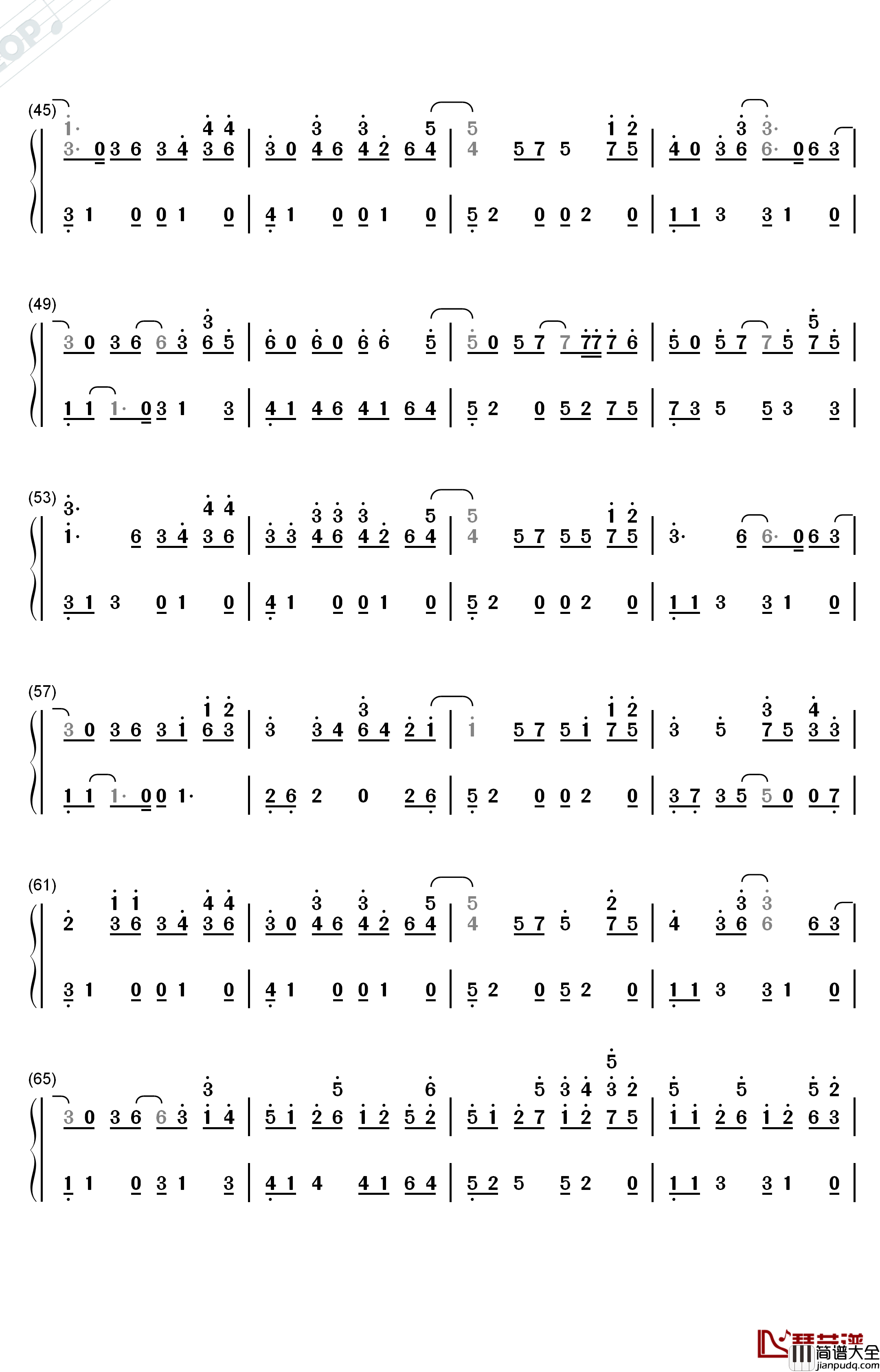 雨夜幻想曲钢琴简谱_数字双手_变奏的梦想
