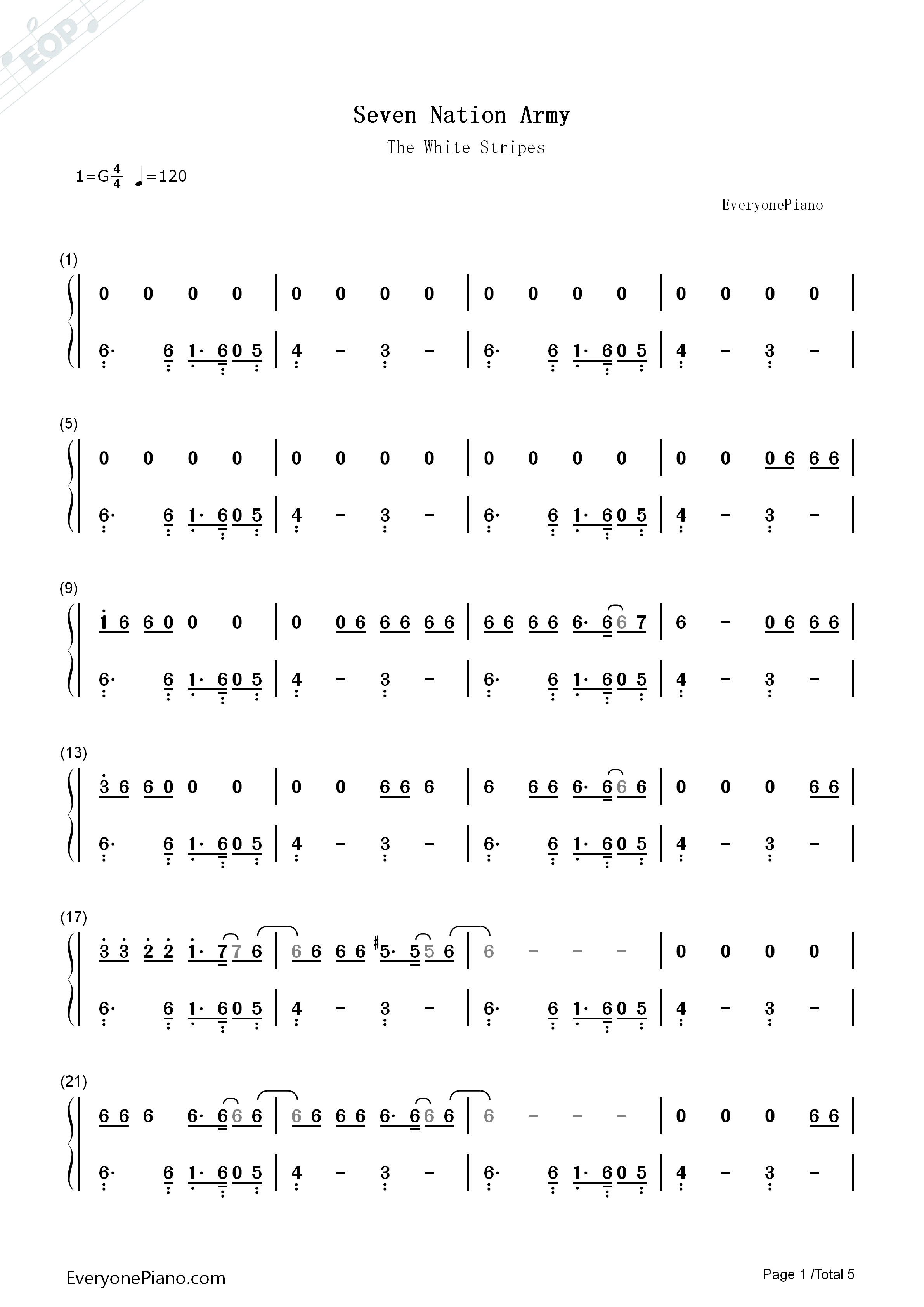 Seven_Nation_Army钢琴简谱_The_White_Stripes演唱