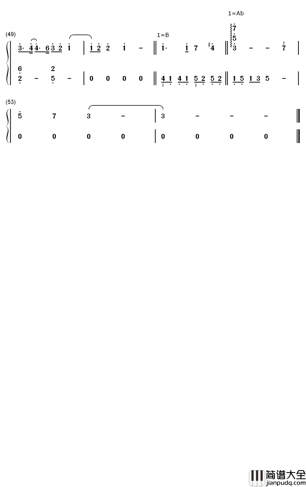 再见一面钢琴简谱_数字双手_于文文