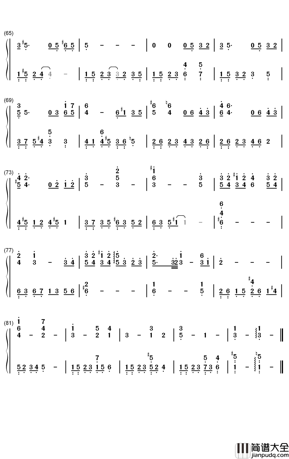 最终幻想VII_Tifa主题曲钢琴简谱_数字双手_植松伸夫