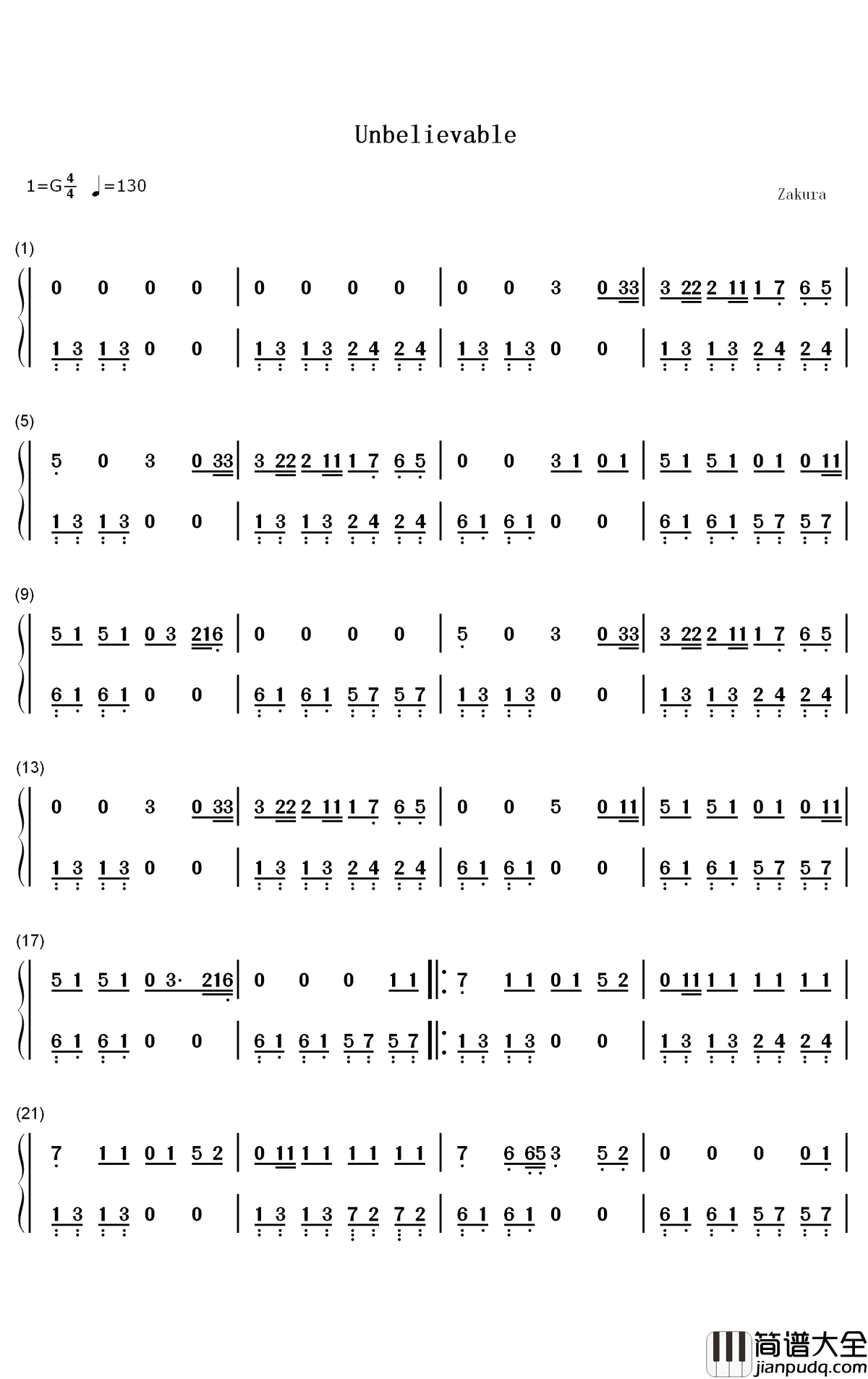 Unbelievable钢琴简谱_数字双手_Why_Don't_We