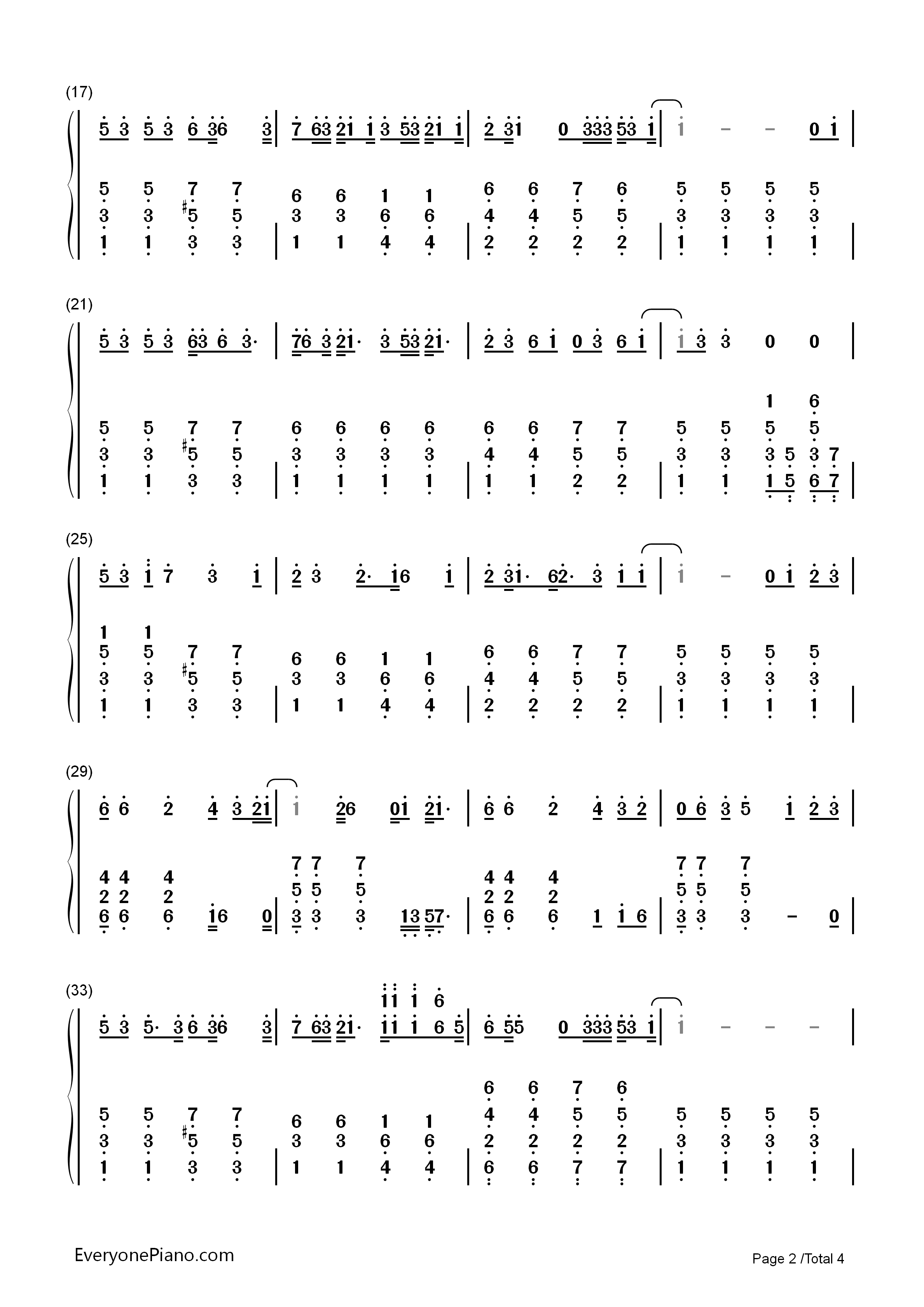 Just_Another_Day钢琴简谱_Lady_Gaga演唱