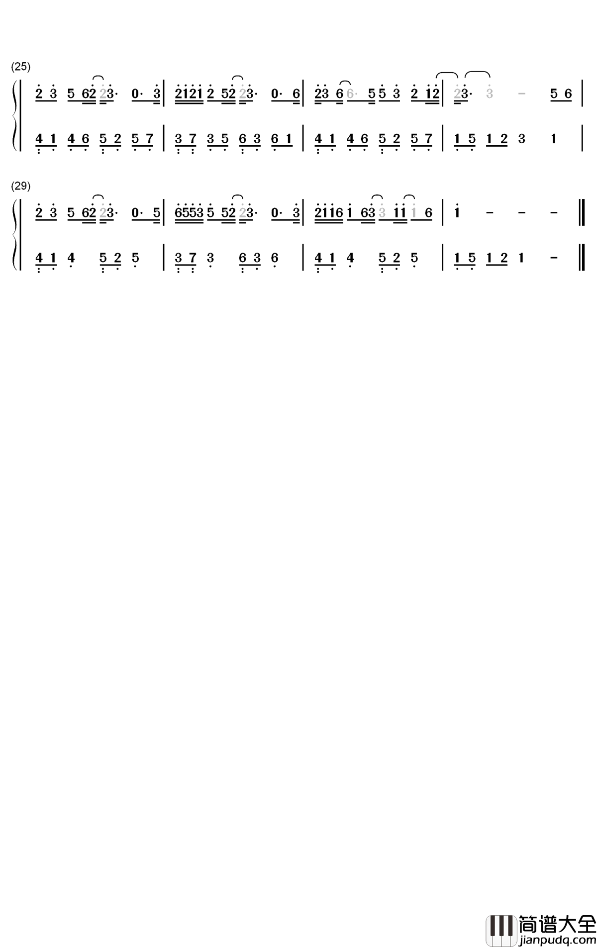 雀跃钢琴简谱_数字双手_任然_小来哥