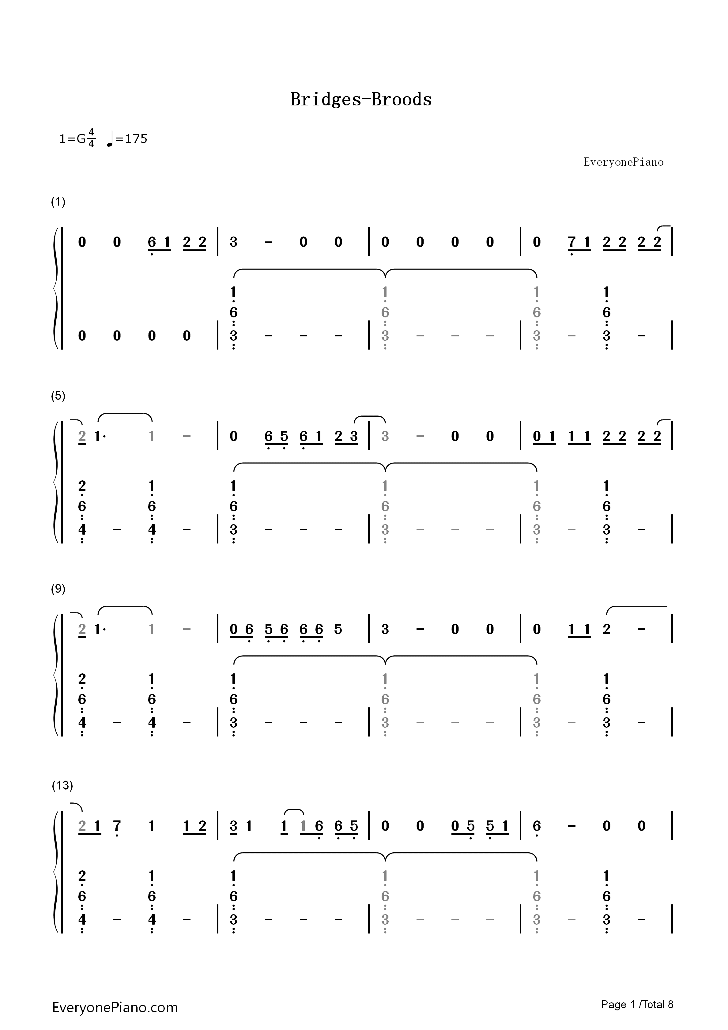 Bridges钢琴简谱_Broods演唱