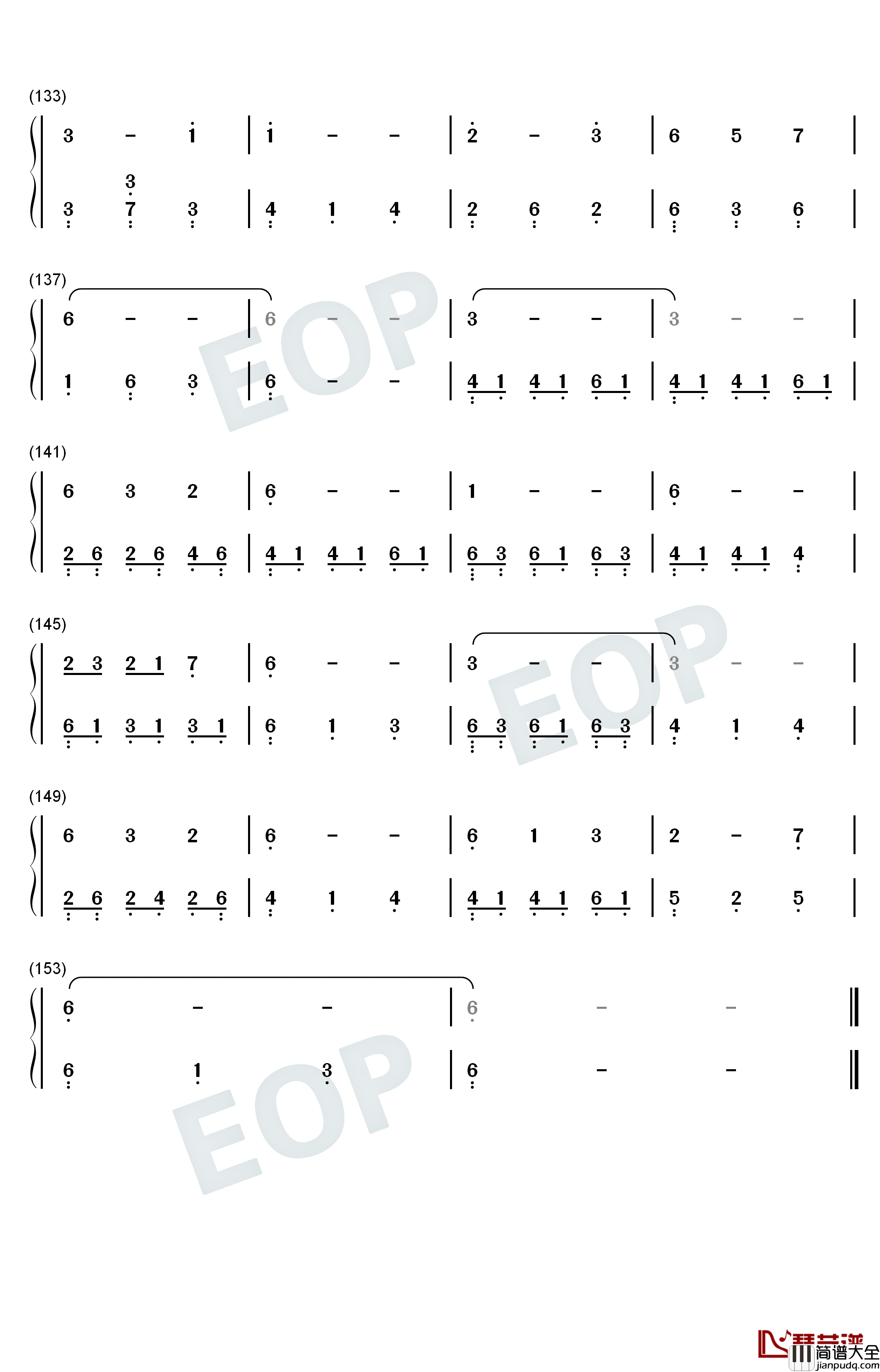 窗钢琴简谱_数字双手_吴青峰
