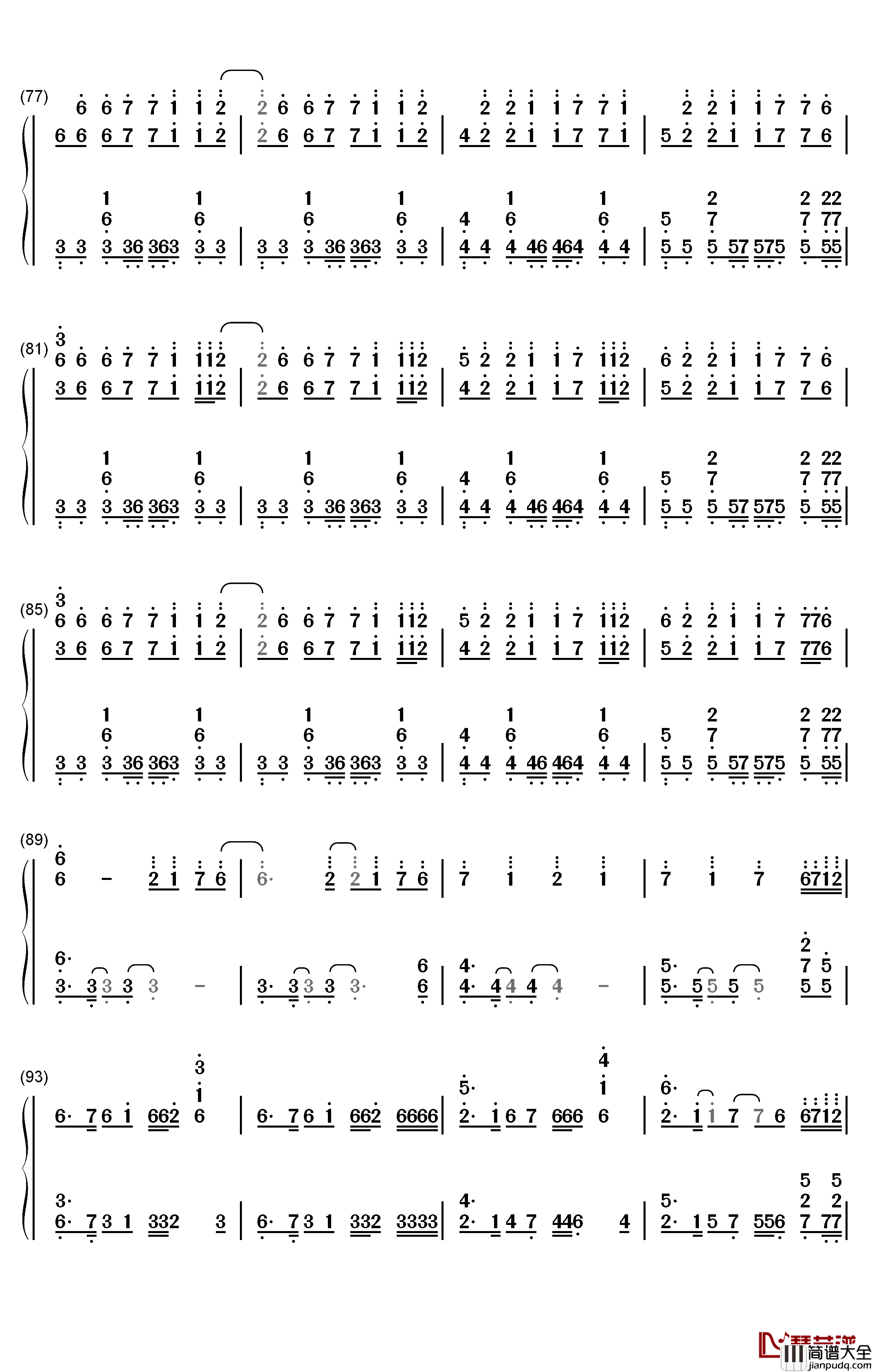 Time_Back钢琴简谱_数字双手_Bad_Style