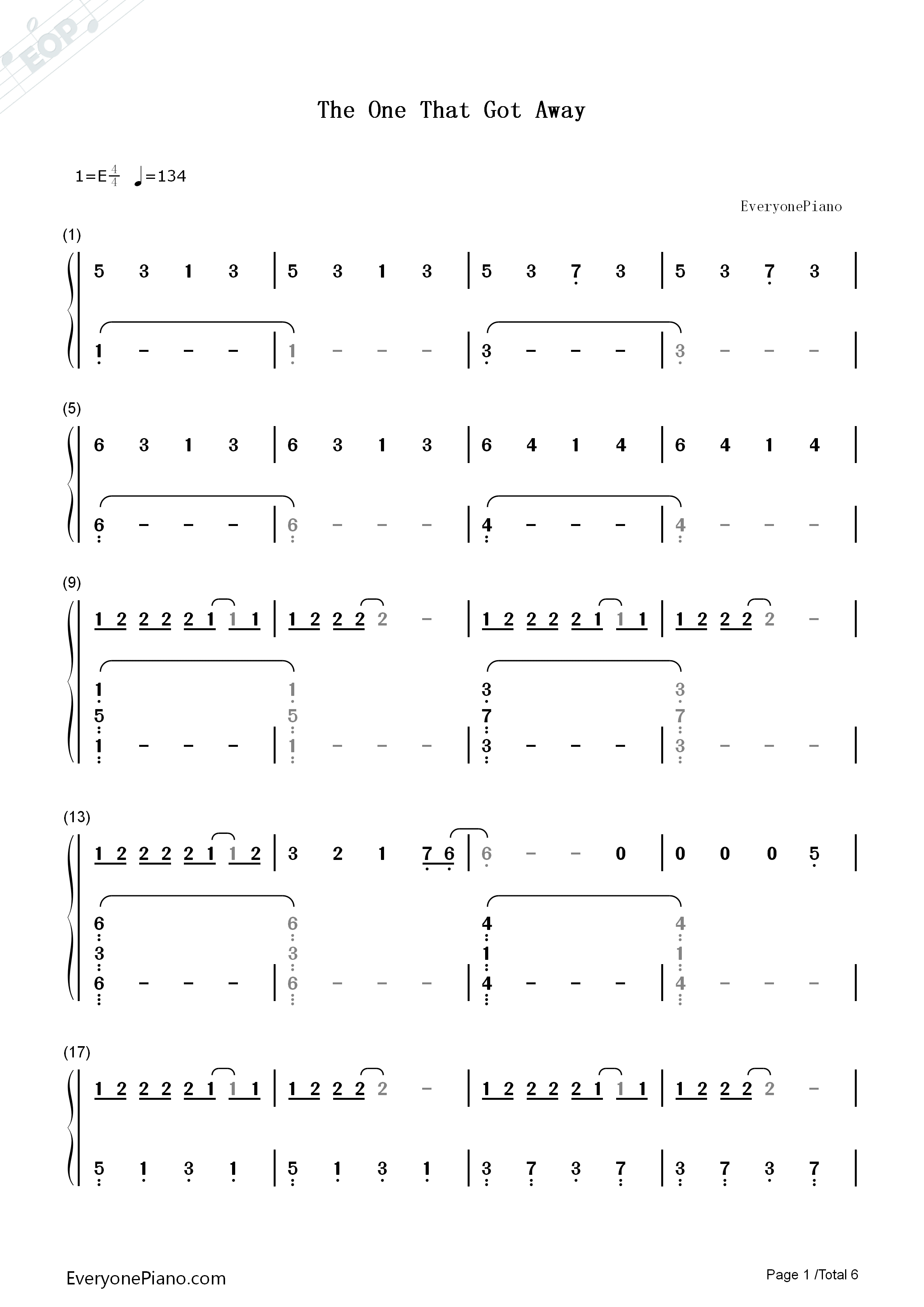 The_One_That_Got_Away钢琴简谱_Katy_Perry演唱