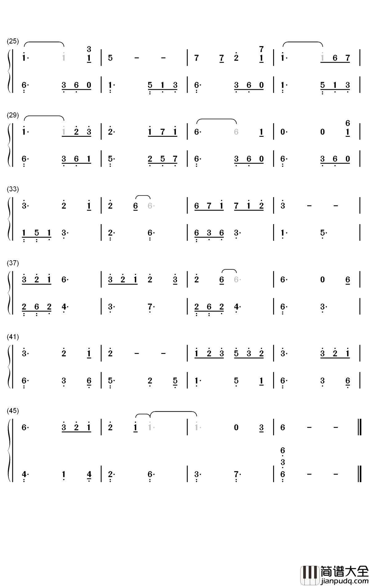 传闻钢琴简谱_数字双手_霍尊