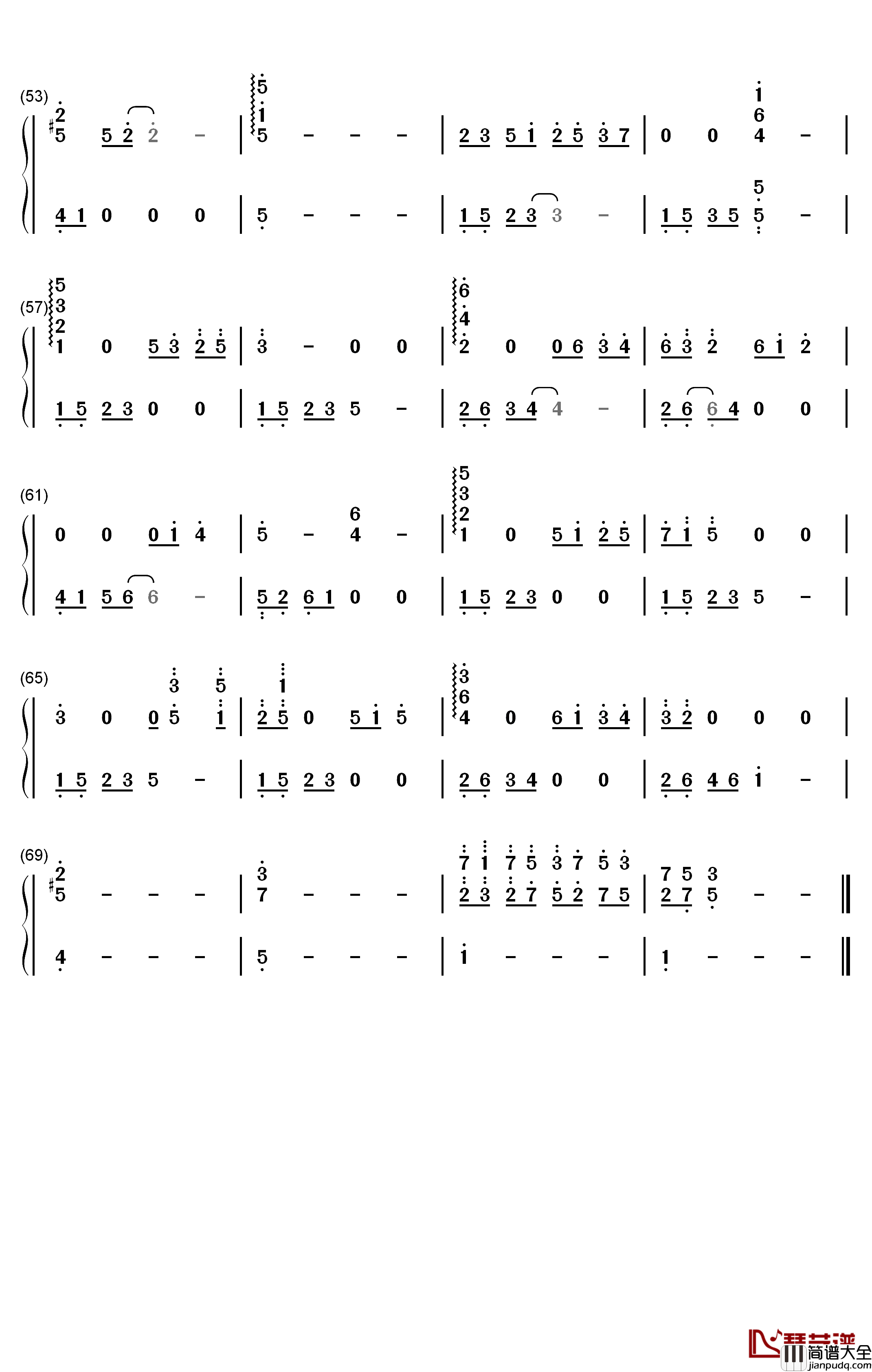 我在这里钢琴简谱_数字双手_张杰