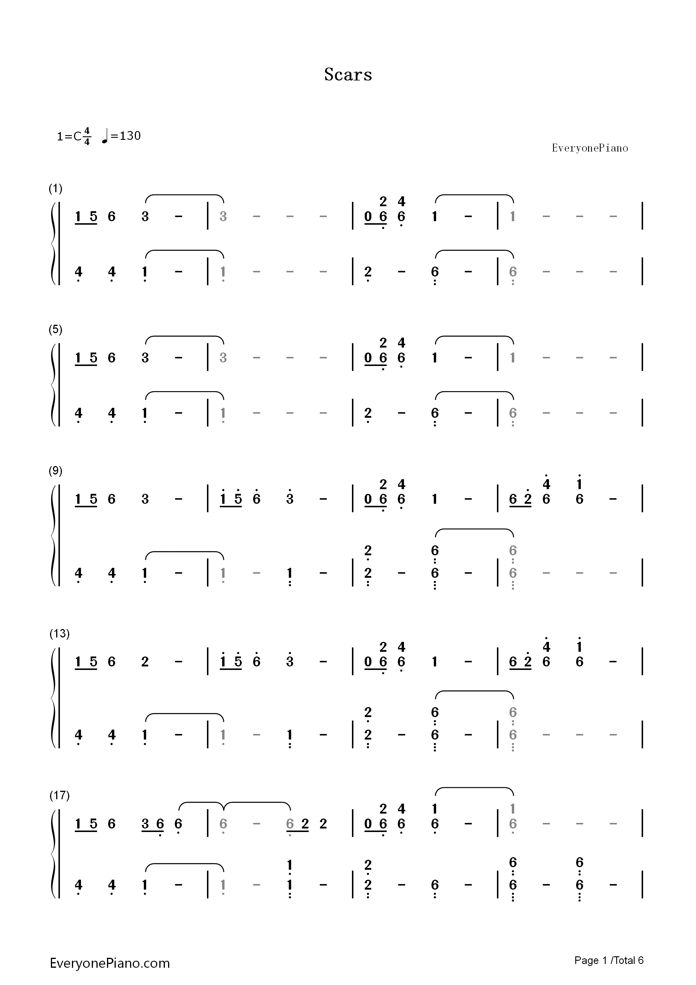Scars钢琴简谱_Nils_Frahm_DJ_Shadow演唱