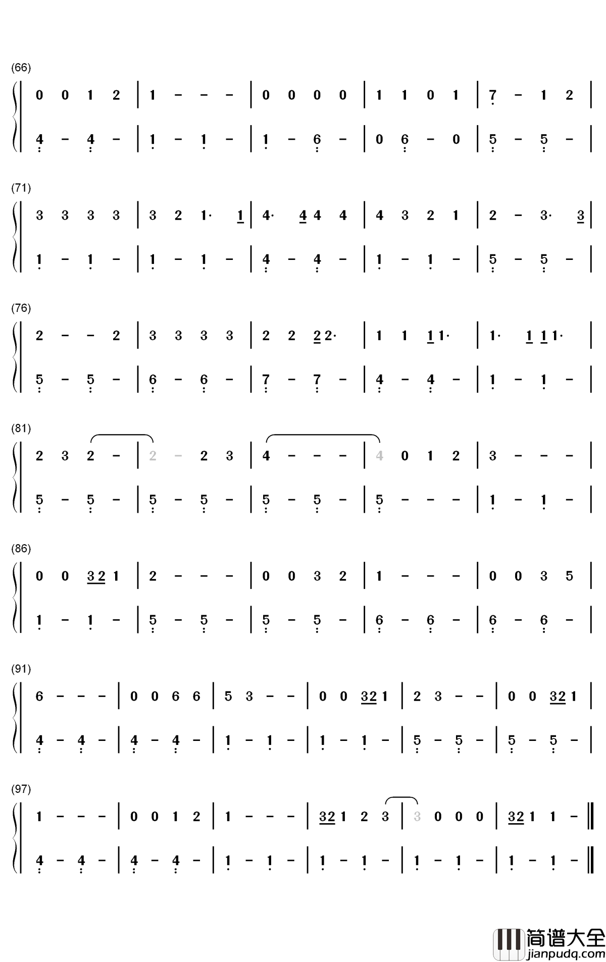 Take_Me_Home_Country_Roads钢琴简谱_John_Denver歌曲_数字双手曲谱