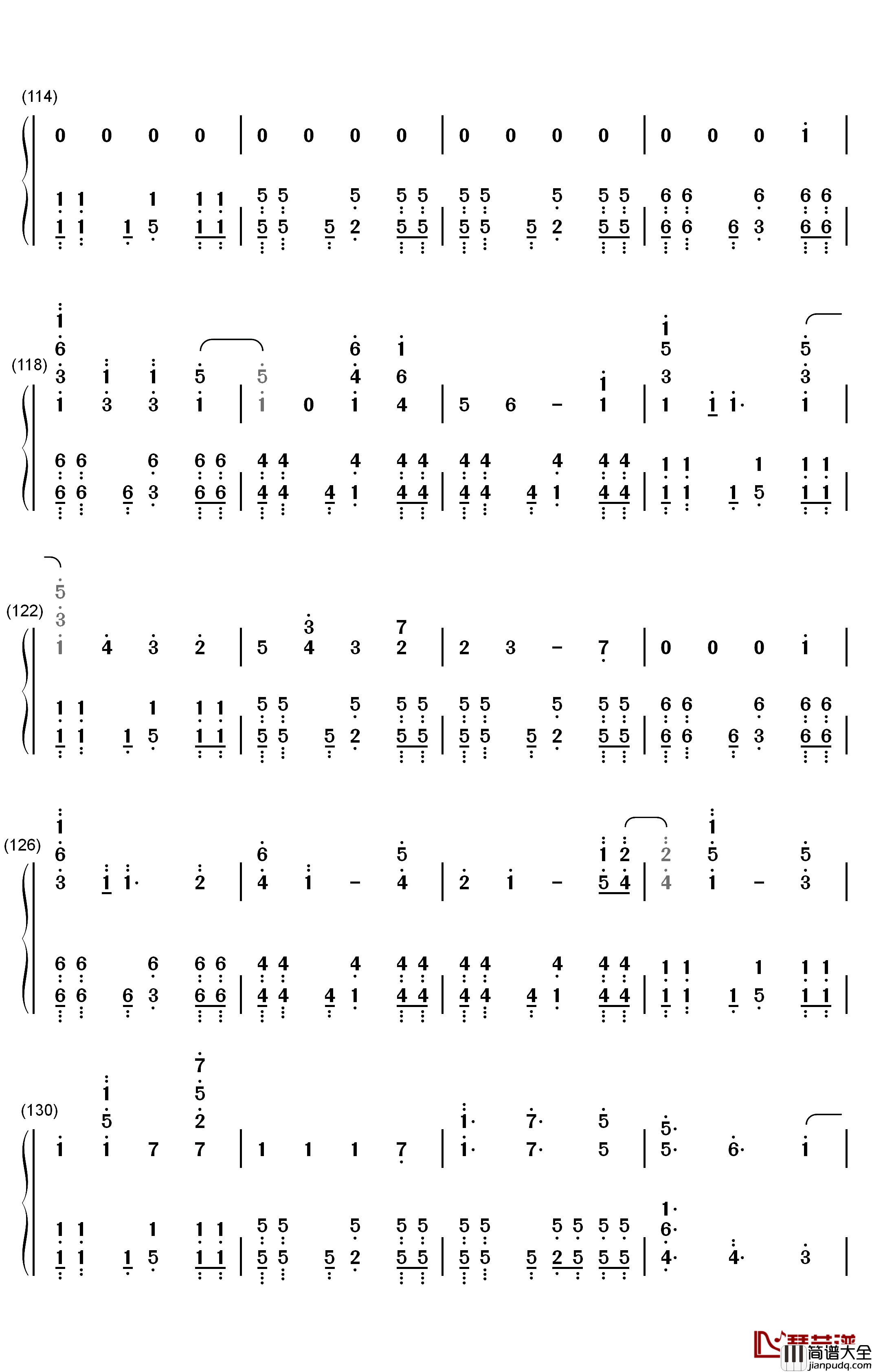 しわ钢琴简谱_数字双手_GUMI