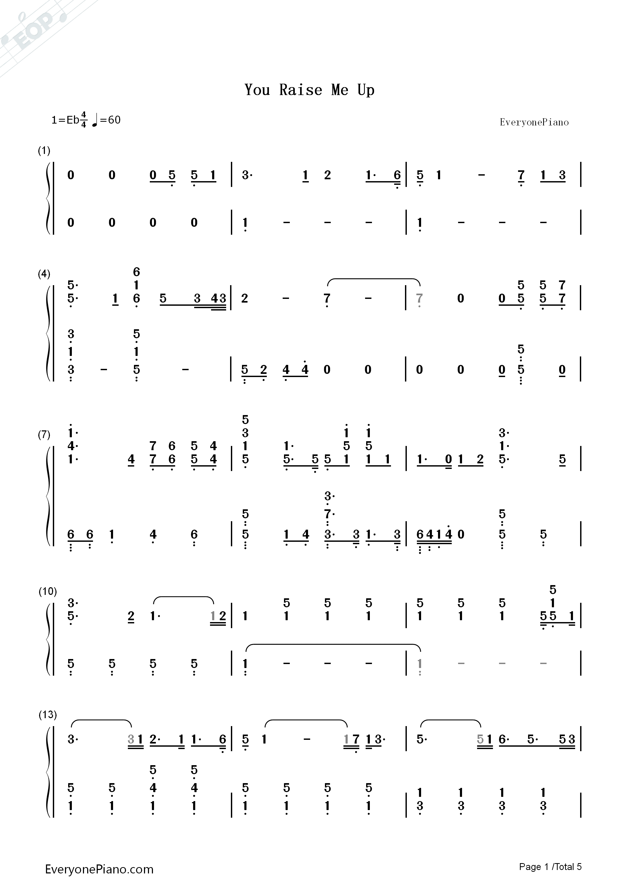 You_Raise_Me_Up钢琴简谱_Josh_Groban演唱