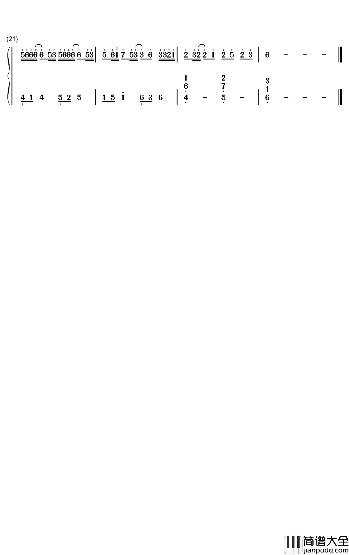 等一分钟钢琴简谱___数字双手___徐誉滕