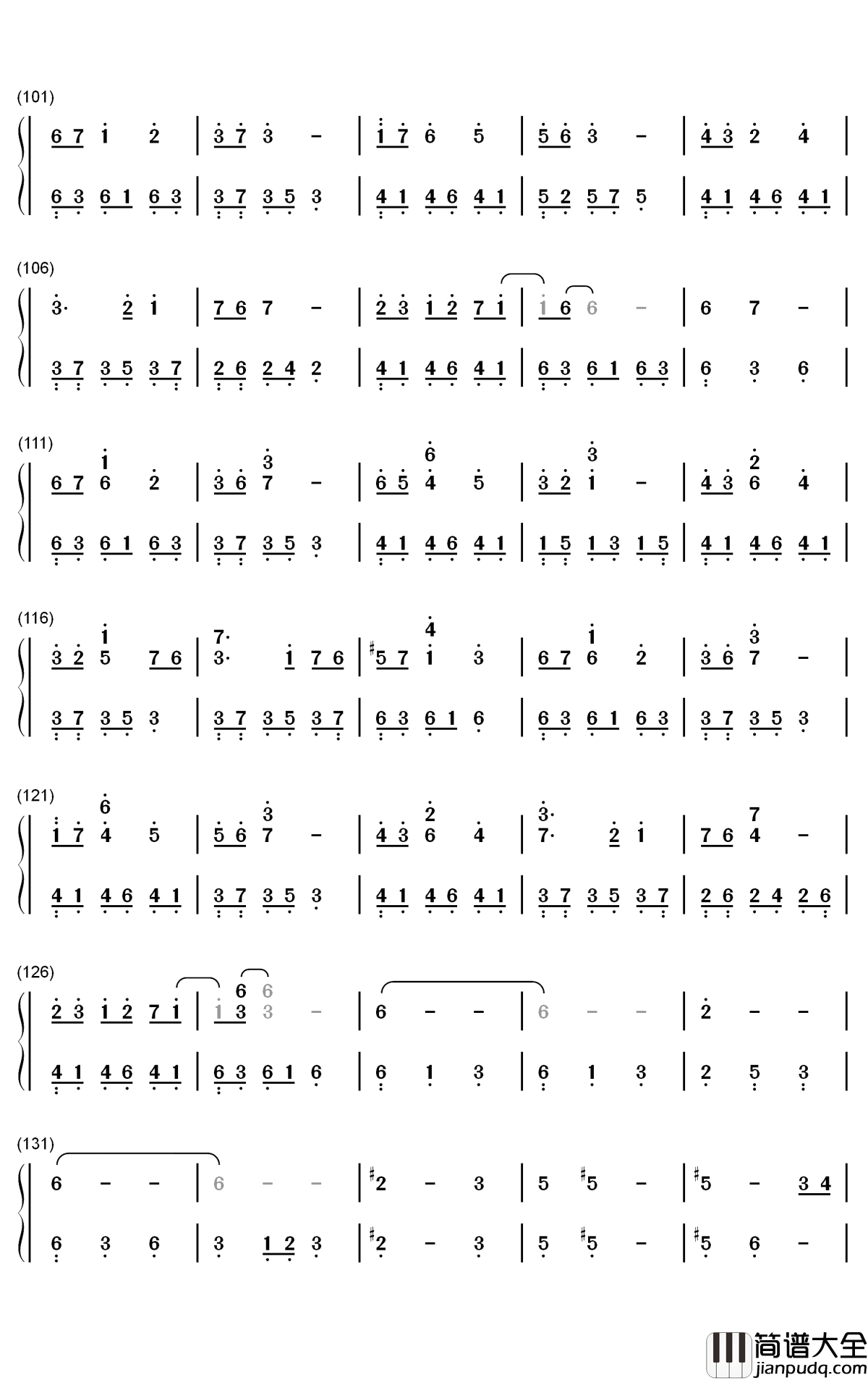 桃夭钢琴简谱_数字双手_双笙