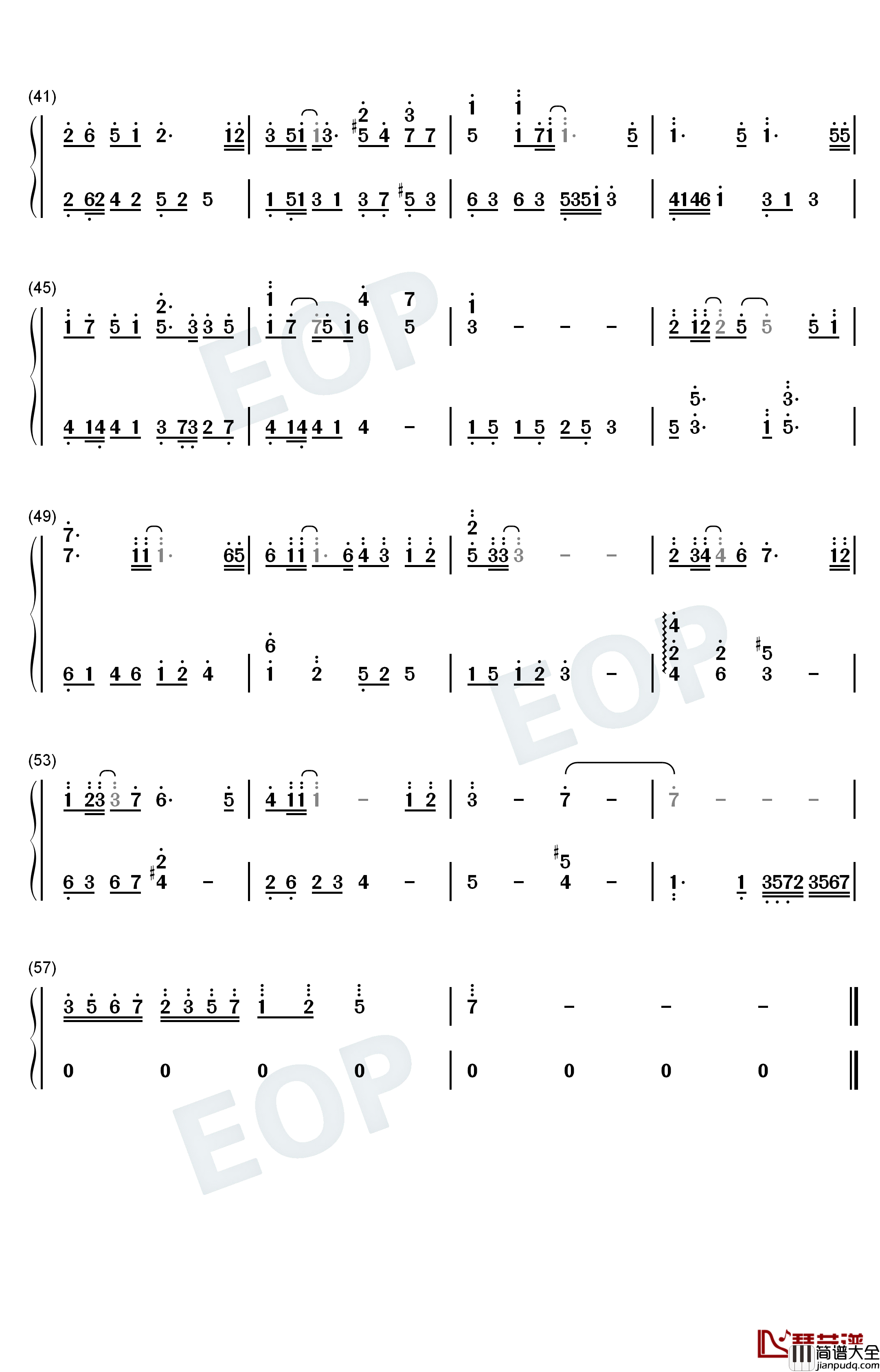 树洞钢琴简谱_数字双手_欧阳娜娜