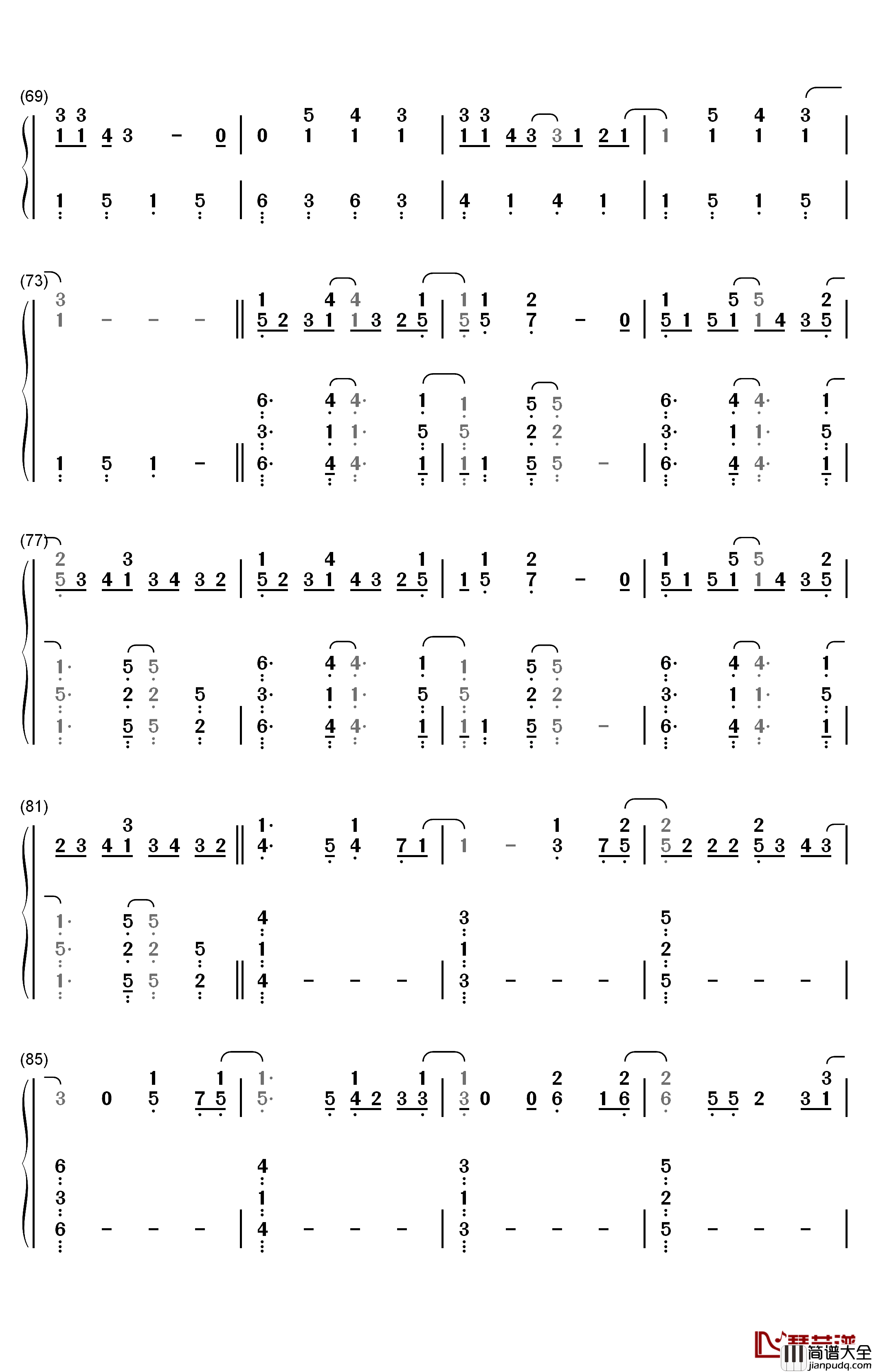 グランドエスケープ钢琴简谱_数字双手_Radwimps