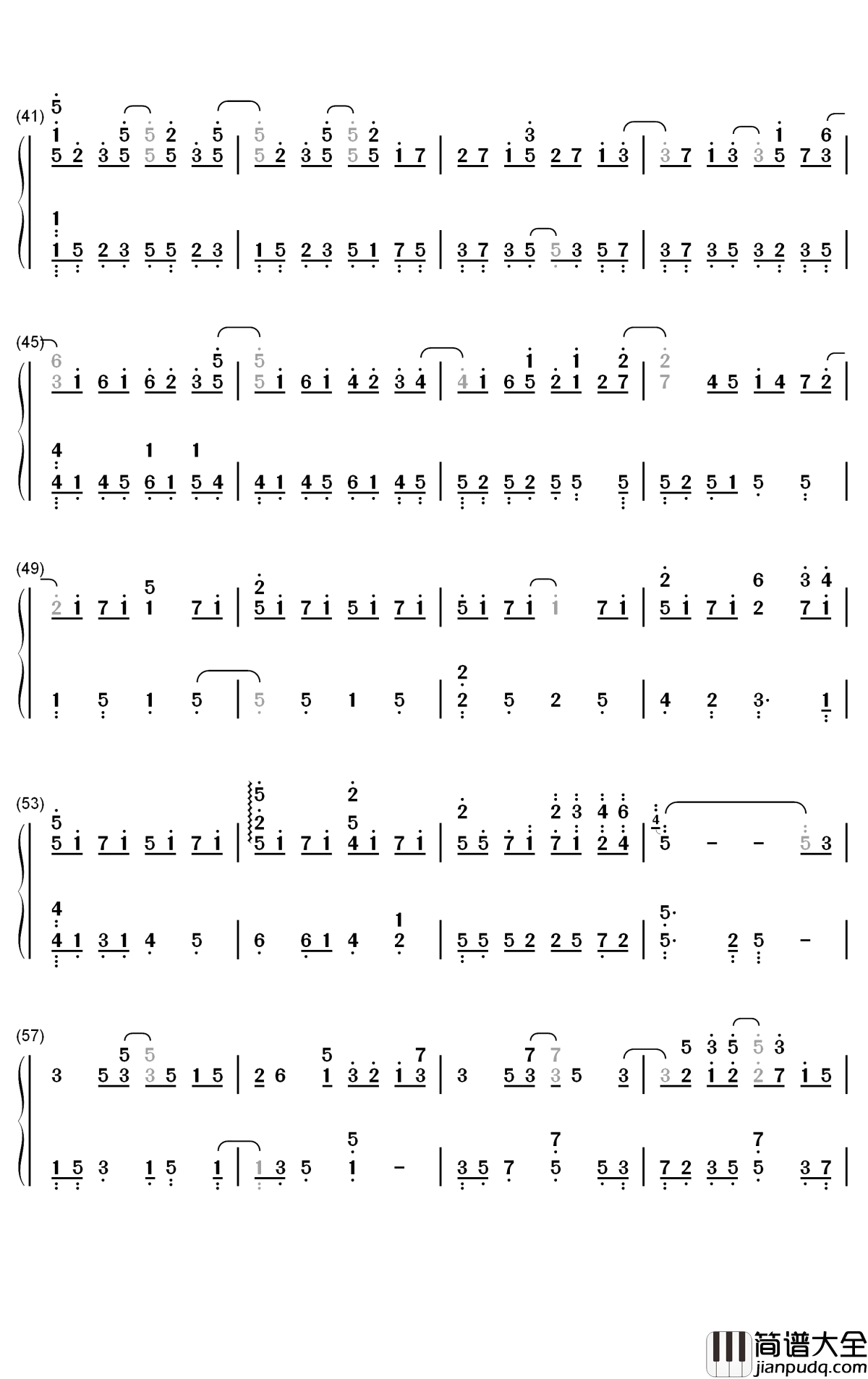 冰天雪地简谱_何宣林歌曲_数字双手曲谱