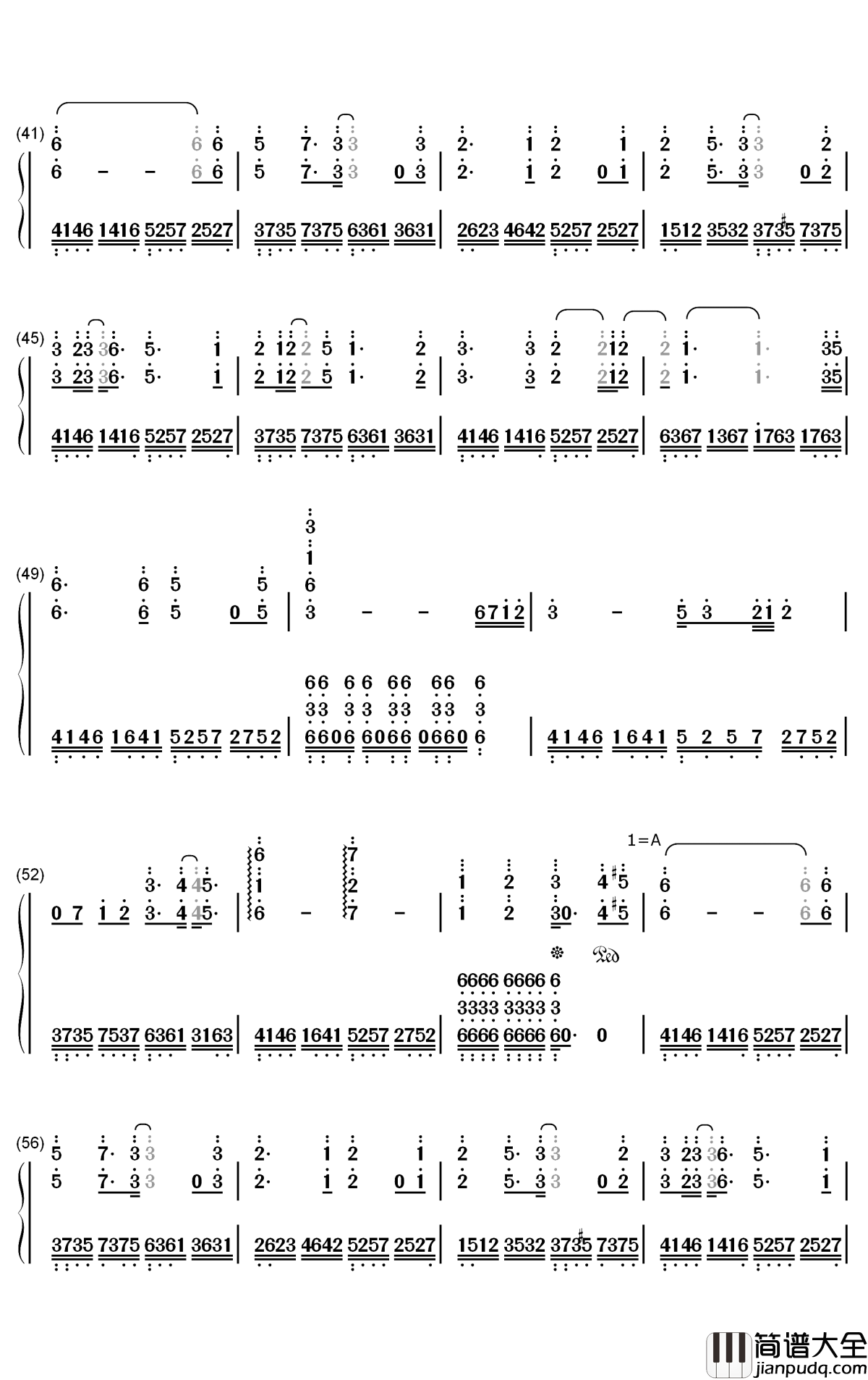 此生不换钢琴简谱_数字双手_青鸟飞鱼