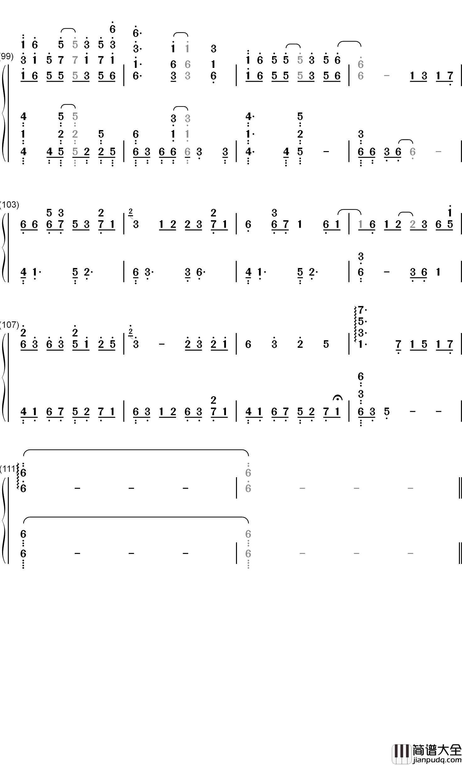 哪吒钢琴简谱_数字双手_贰婶
