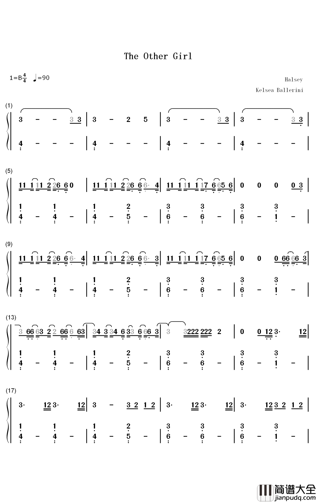 The_Other_Girl钢琴简谱_数字双手_Kelsea_Ballerini_Halsey