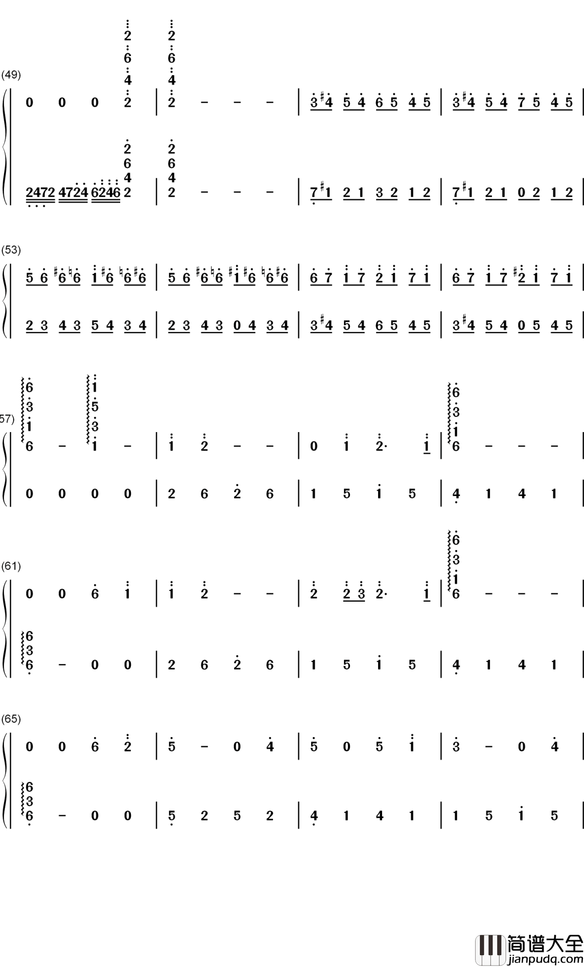 初心钢琴简谱_数字双手_方岽清