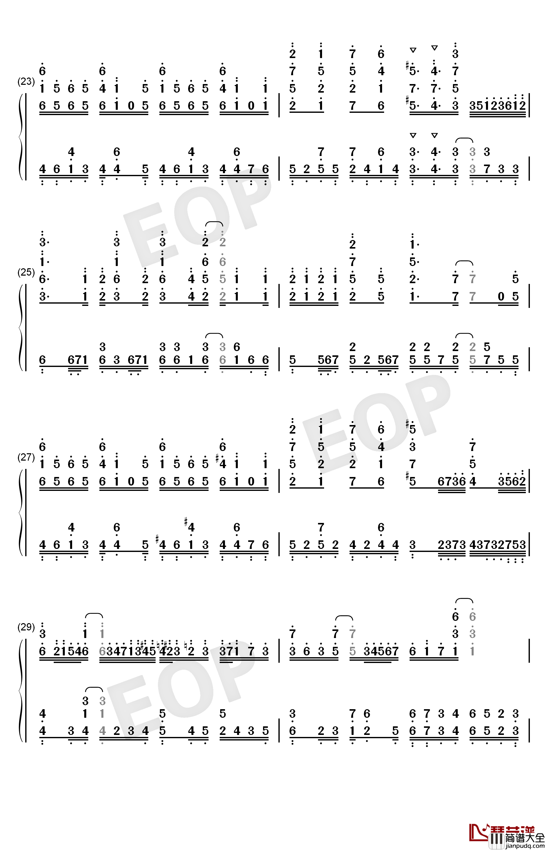 Resister钢琴简谱_数字双手_ASCA
