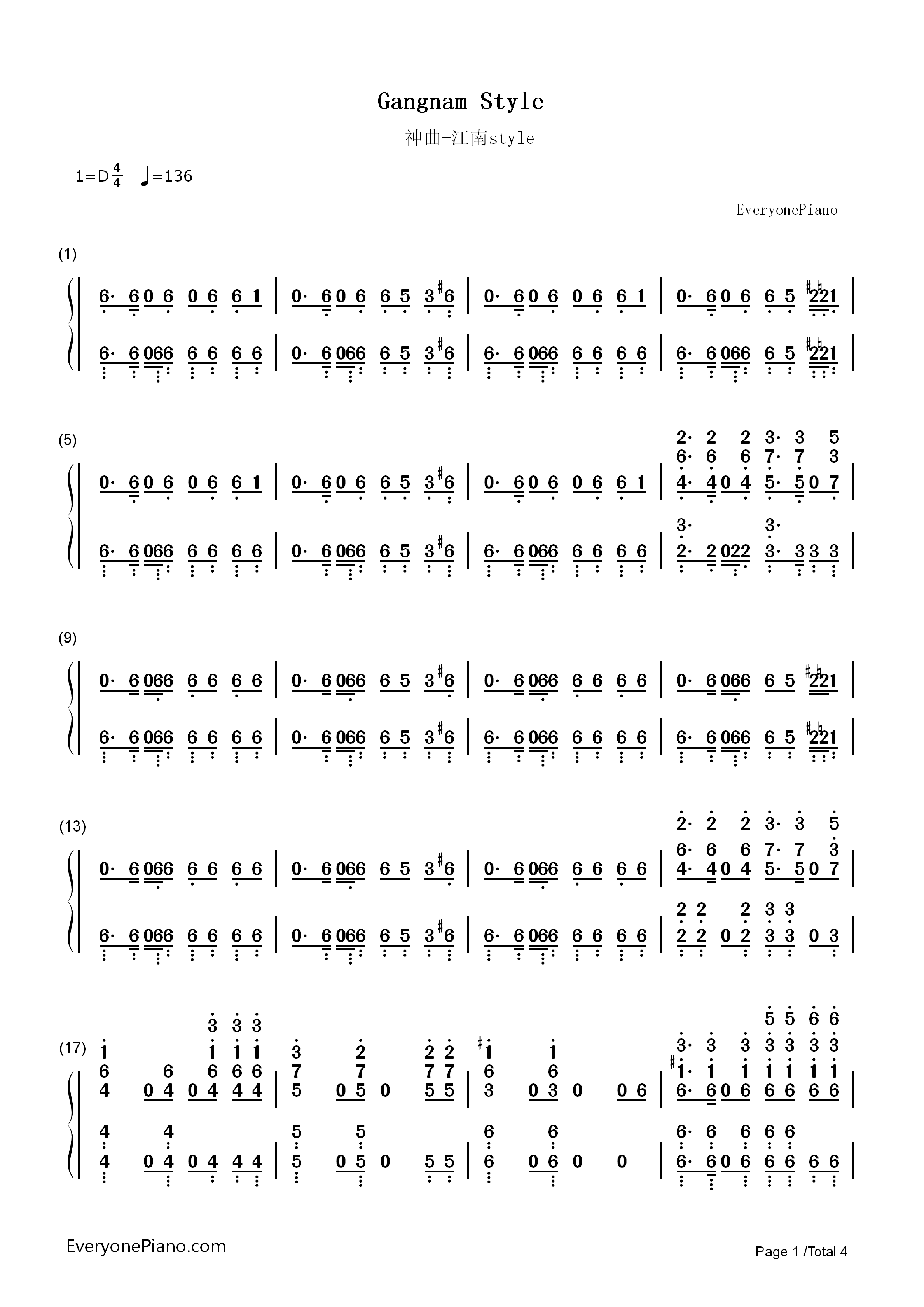 神曲钢琴简谱_朴载相__PSY演唱