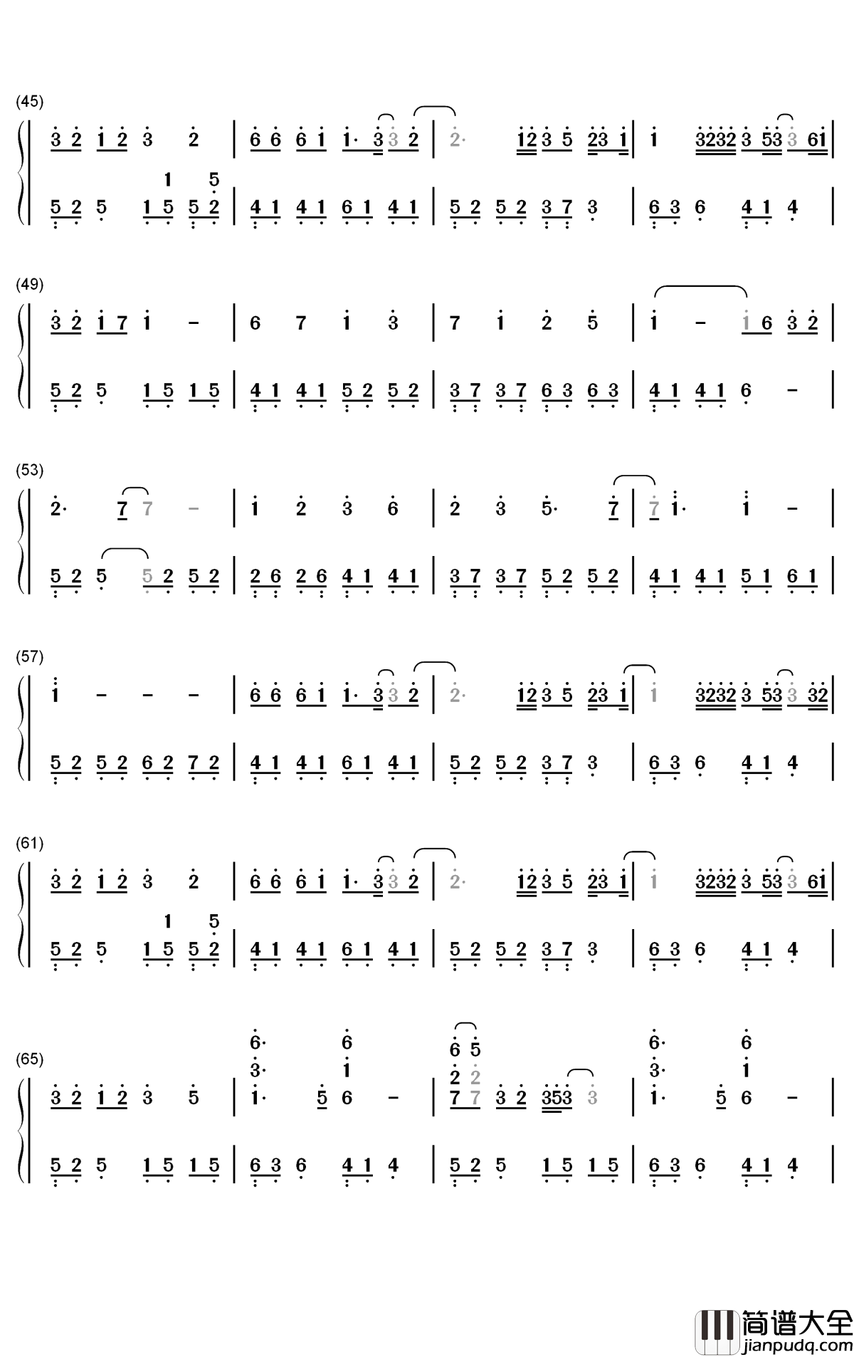 竹石钢琴简谱_肖战歌曲_数字双手曲谱