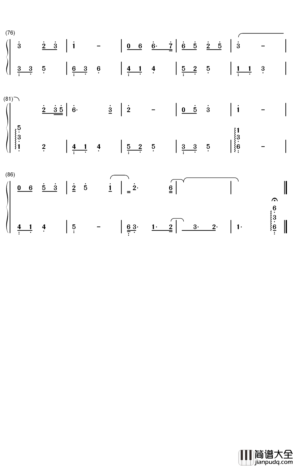 闲庭絮钢琴简谱_数字双手_刘珂矣