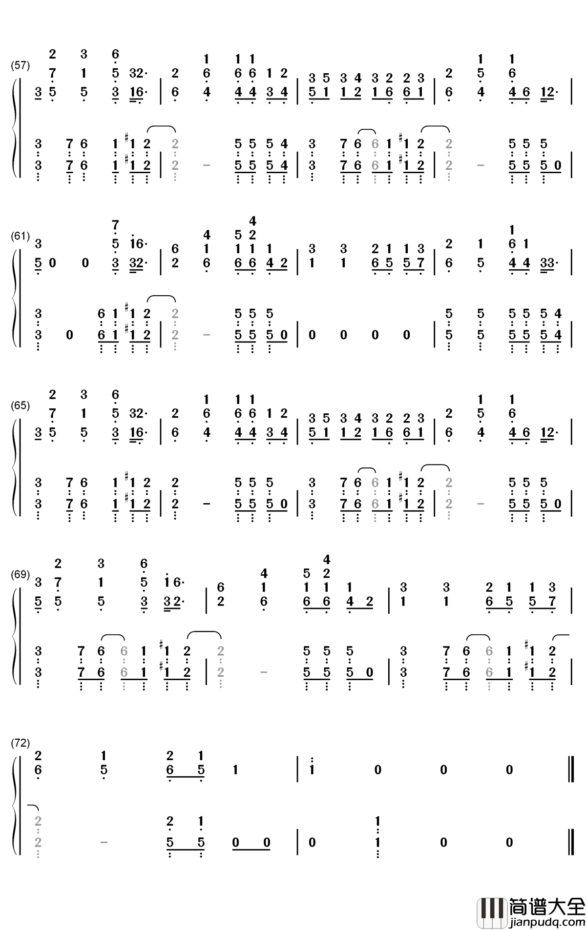 Sunday_Best钢琴简谱_数字双手_Surfaces
