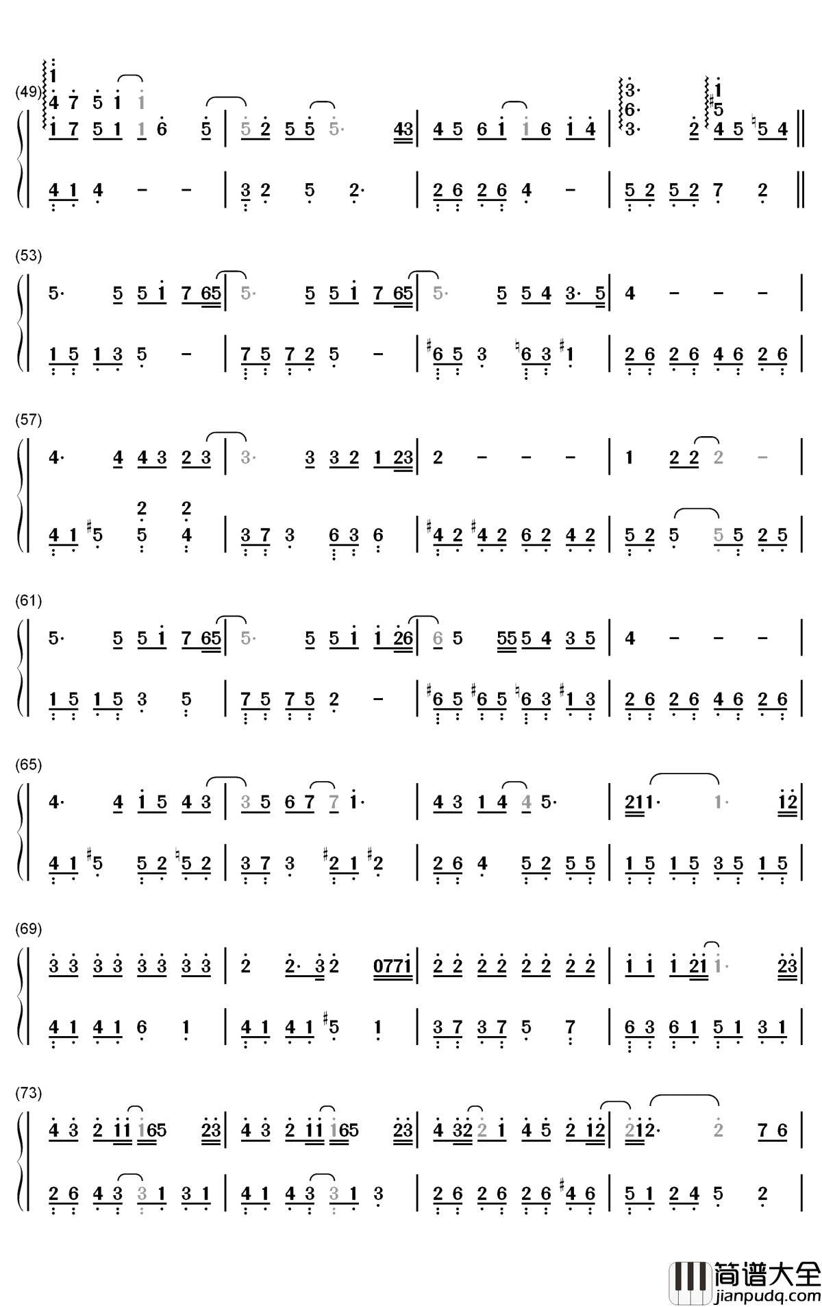 我们没有爱错钢琴简谱_潘嘉丽歌曲_数字双手曲谱