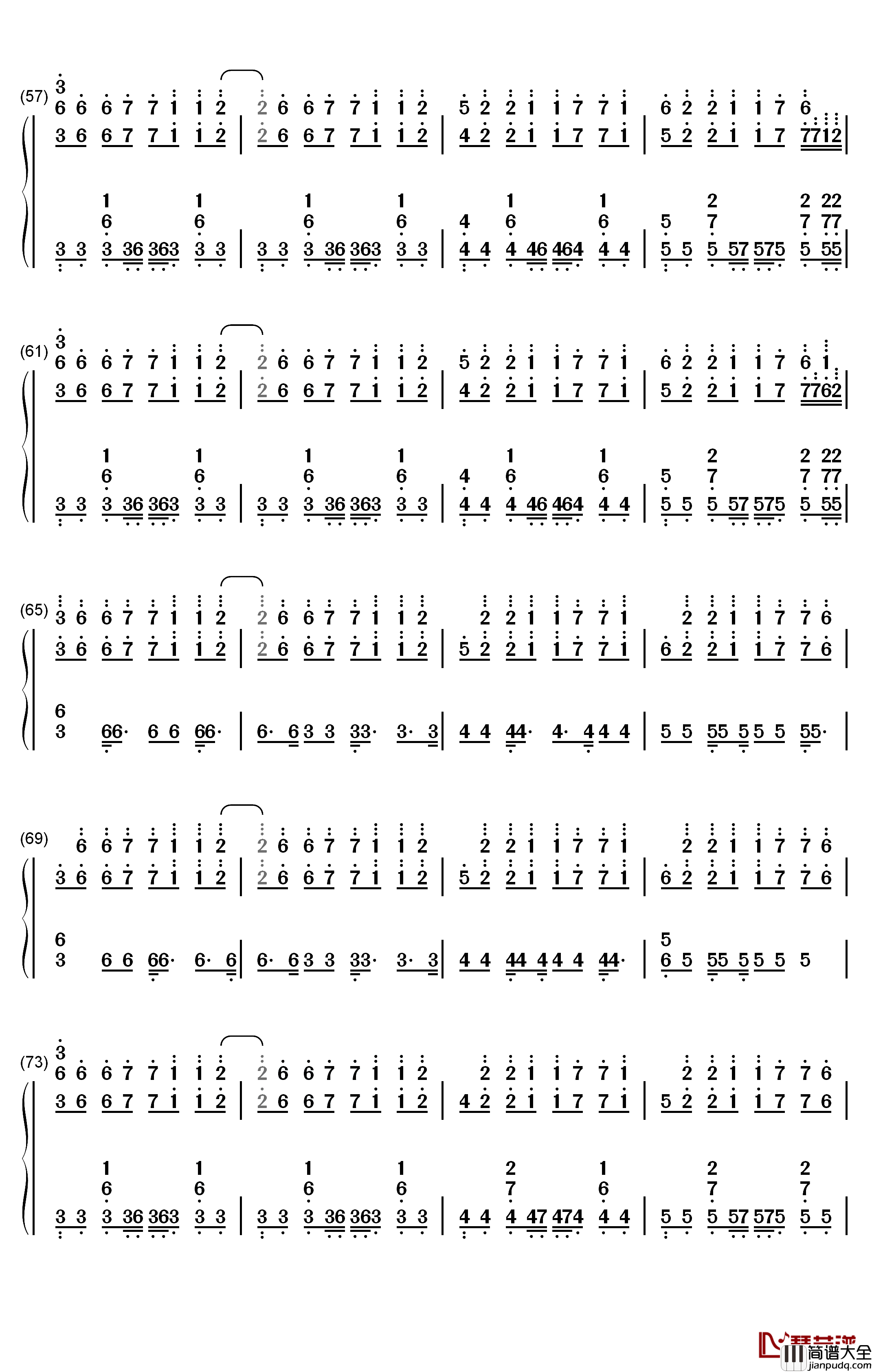 Time_Back钢琴简谱_数字双手_Bad_Style