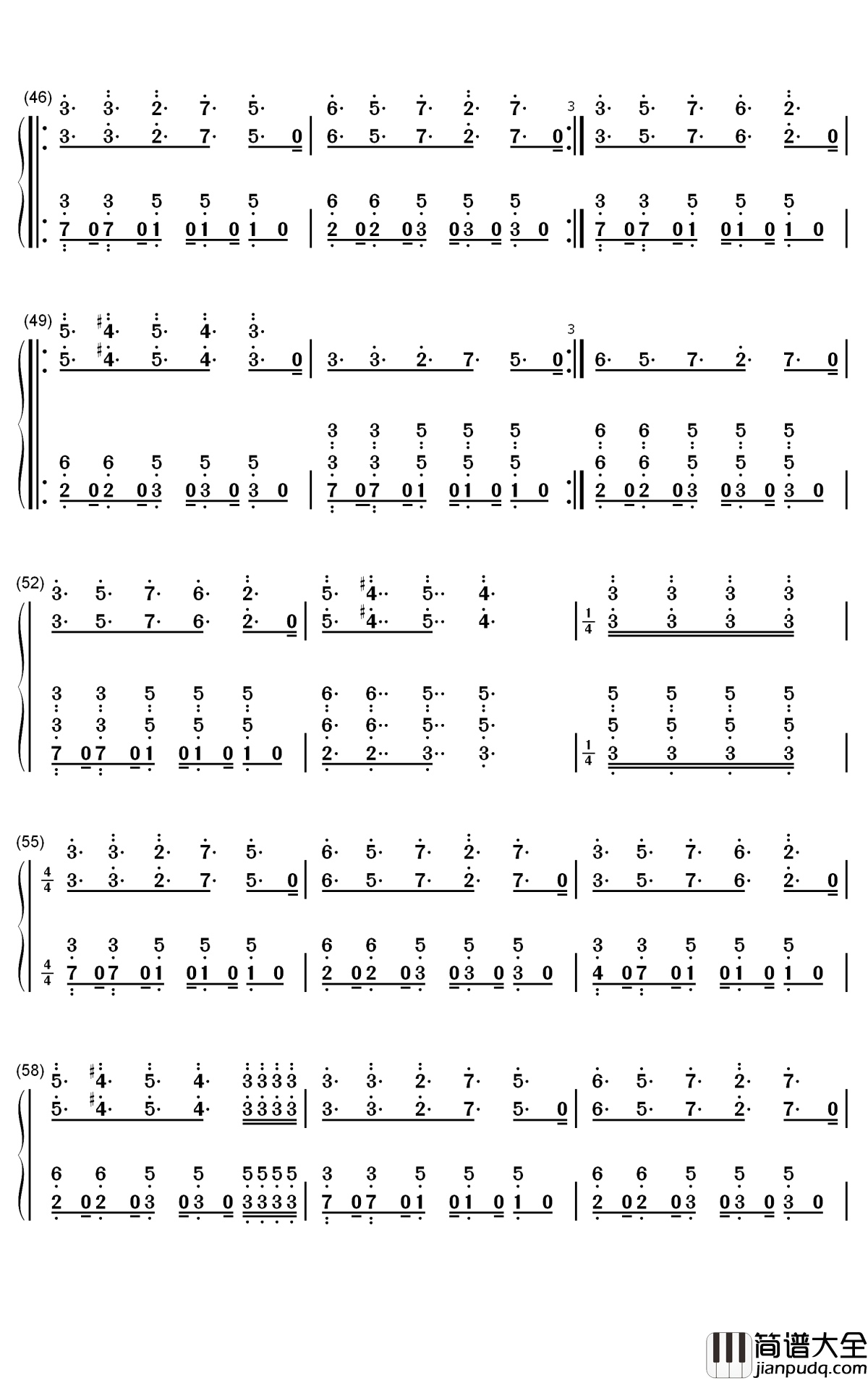 Higher钢琴简谱_数字双手_Tobu