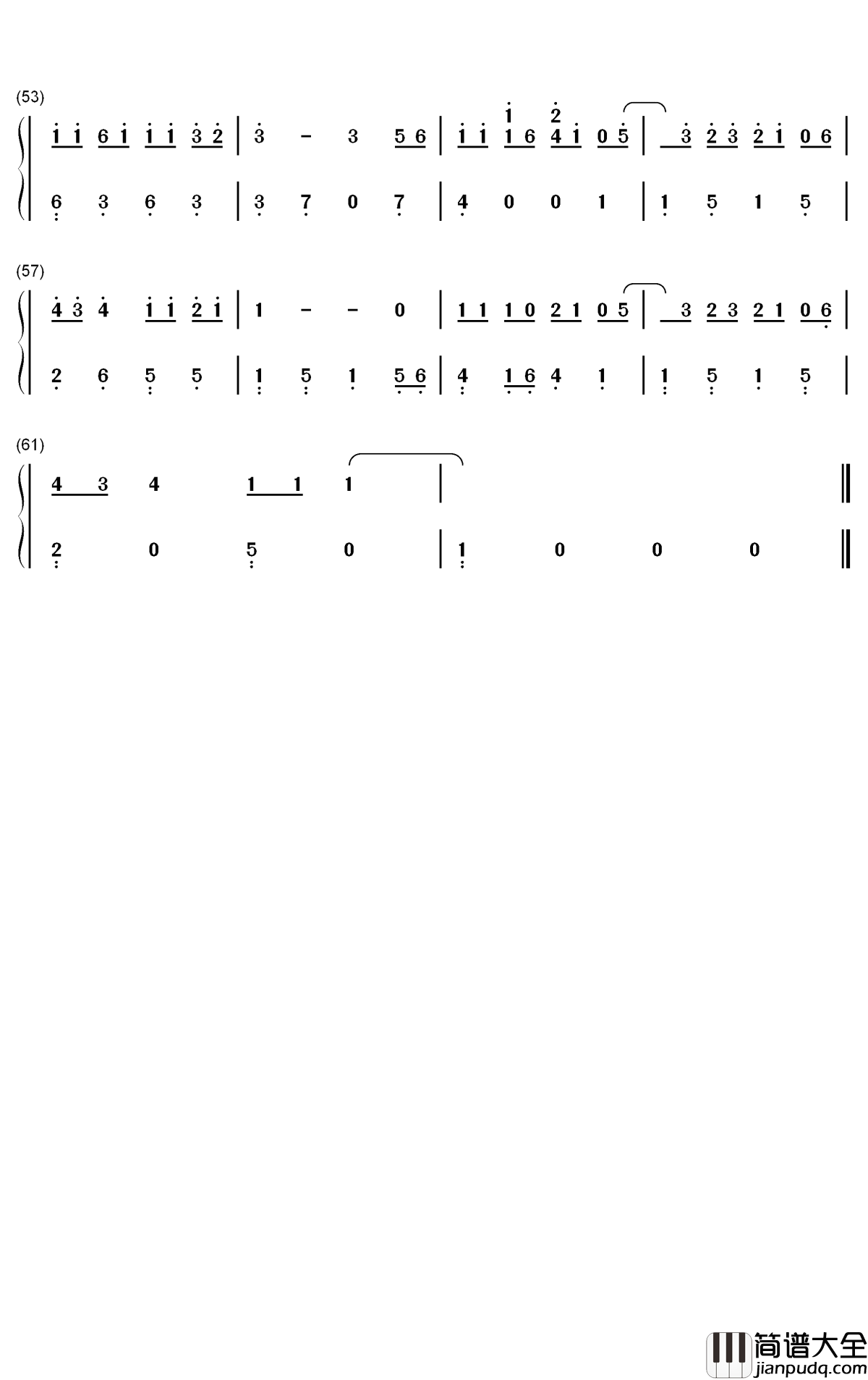 爱情堡垒钢琴简谱_数字双手_杨小壮