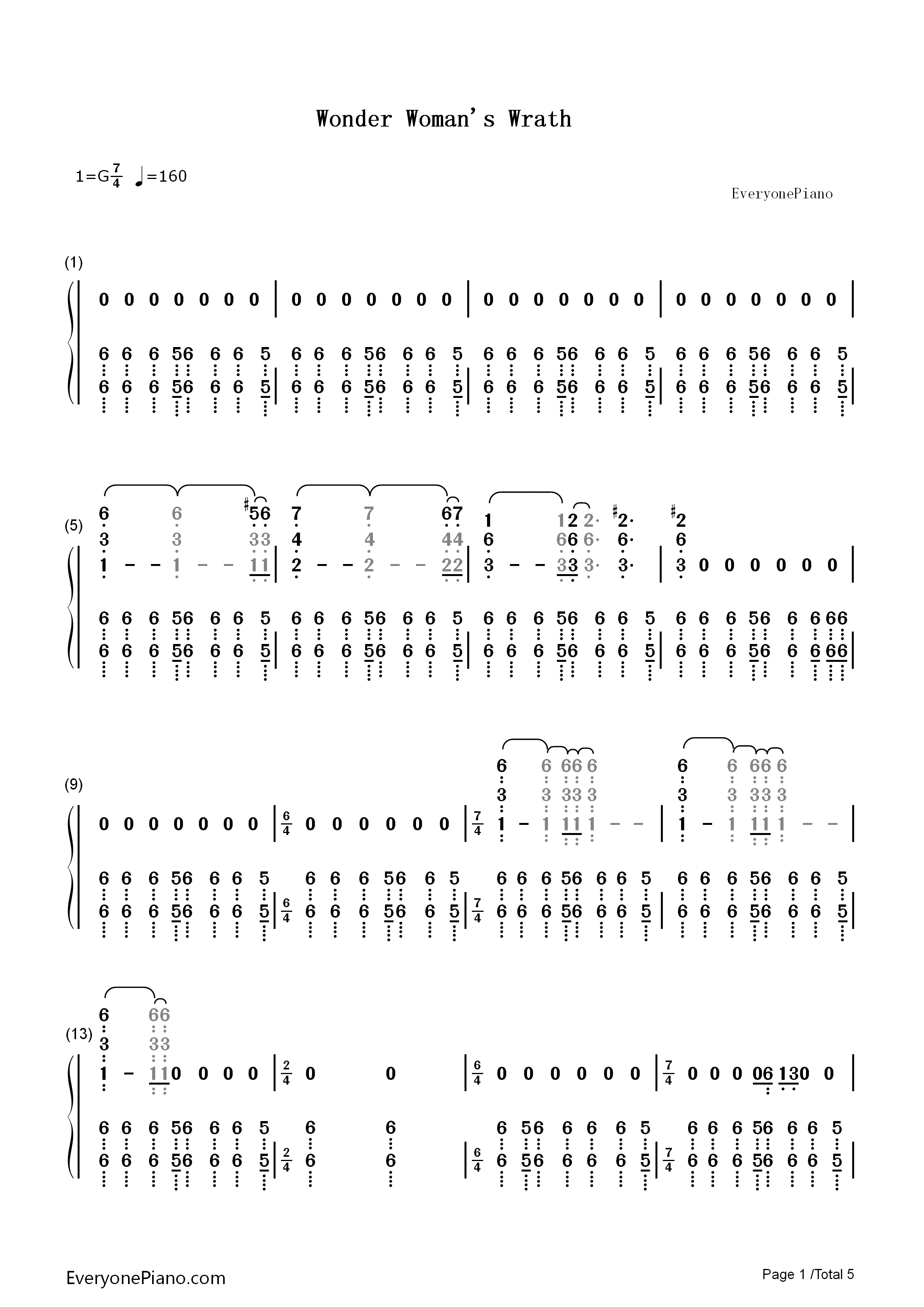 Wonder_Woman's_Wrath钢琴简谱_Rupert_Gregson_Williams演唱