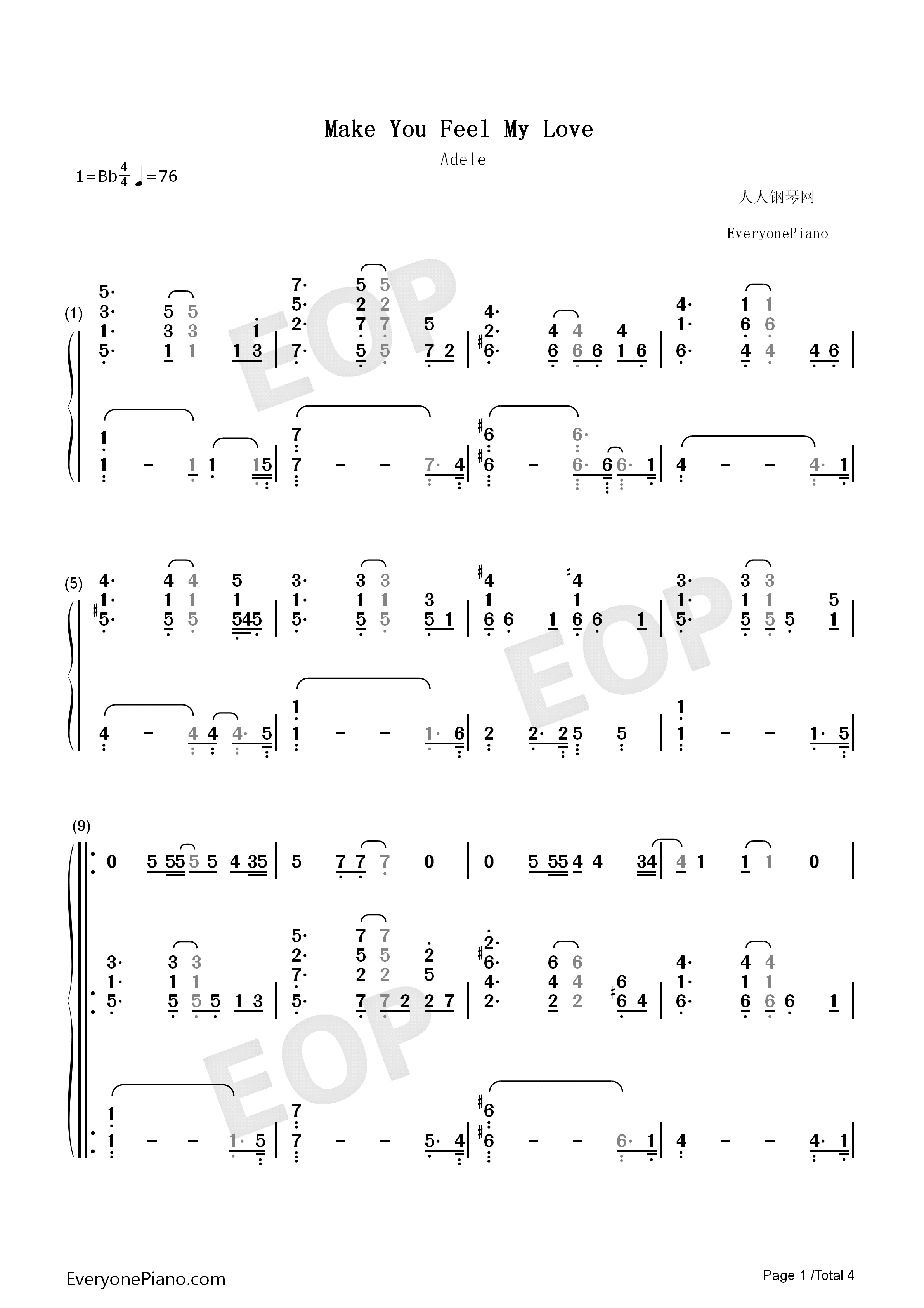 make_you_feel_my_love钢琴简谱_Adele演唱