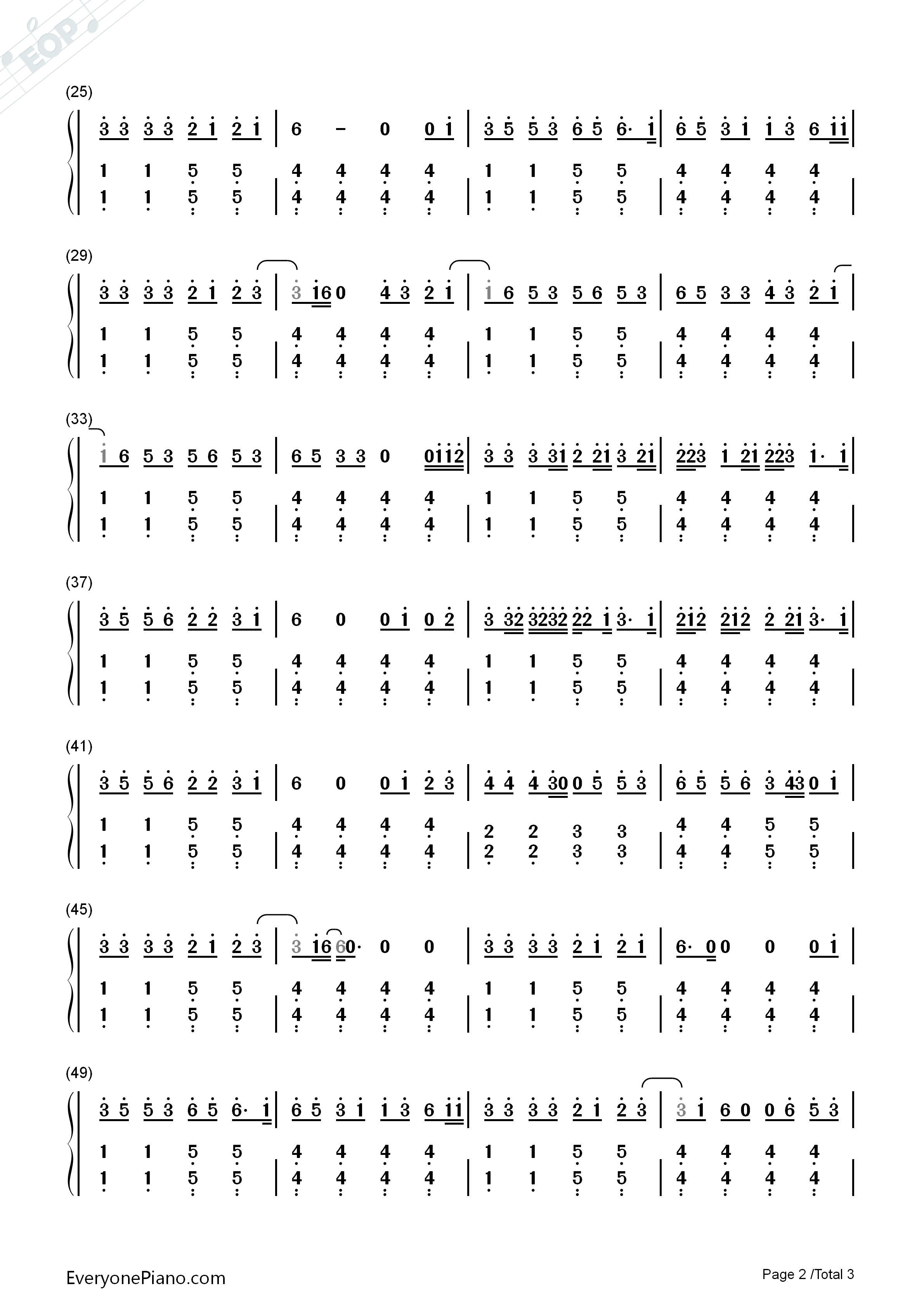 The_Lazy_Song钢琴简谱_Bruno_Mars演唱