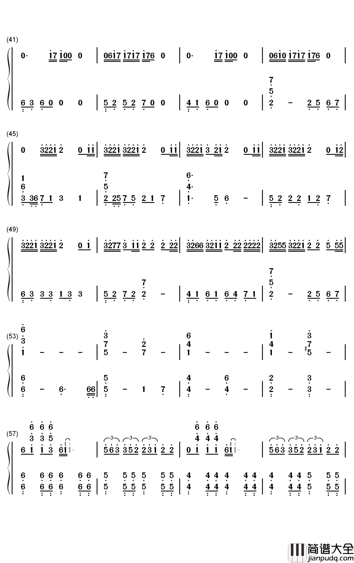 ON简谱_防弹少年团歌曲_数字双手曲谱