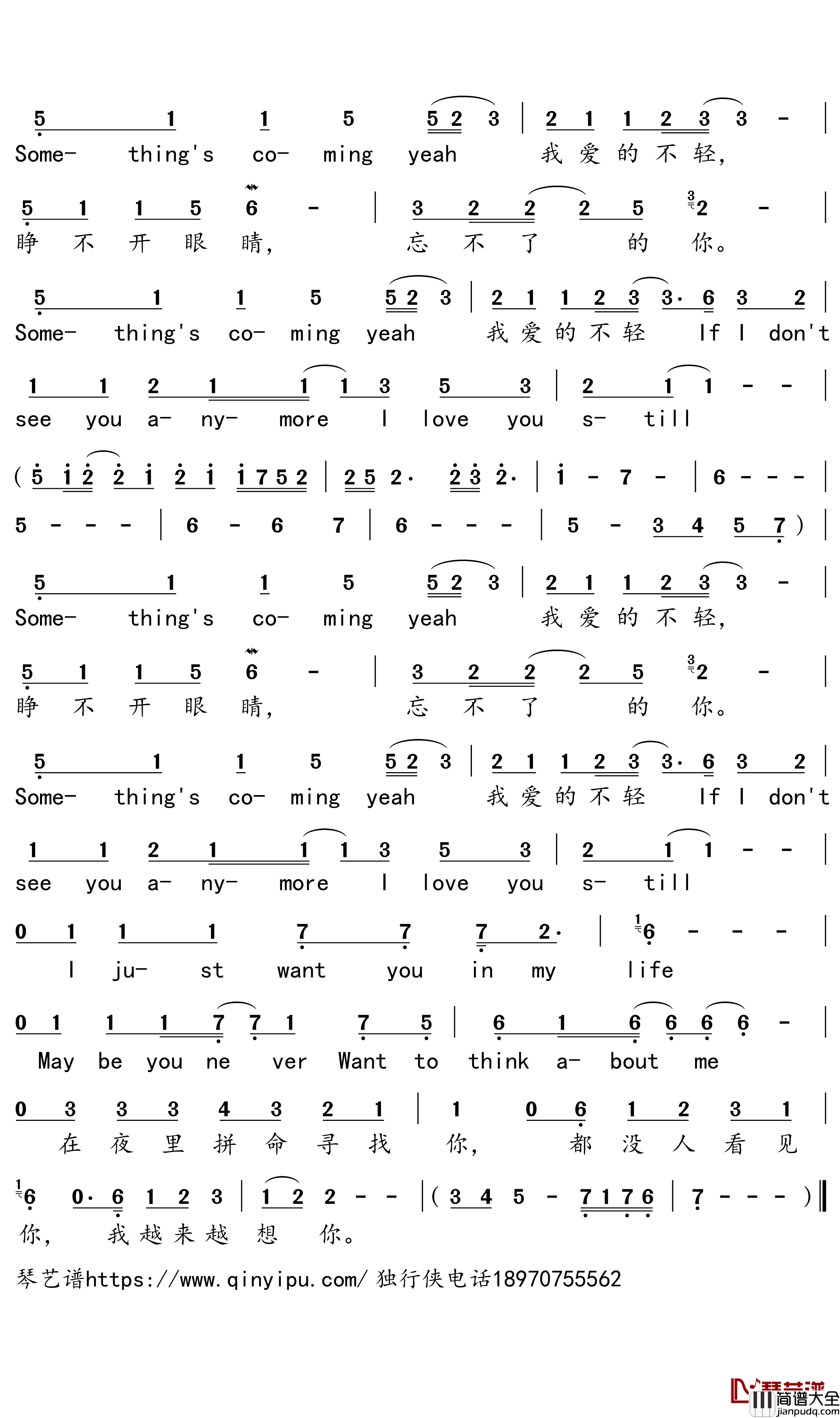 爱的不轻简谱－任贤齐歌曲－独行侠曲谱